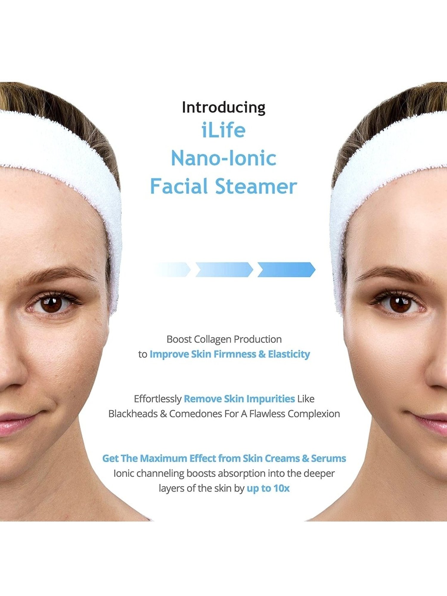 ILIFE NanoSteamer Professional 4-in-1 Facial Steamer (White)