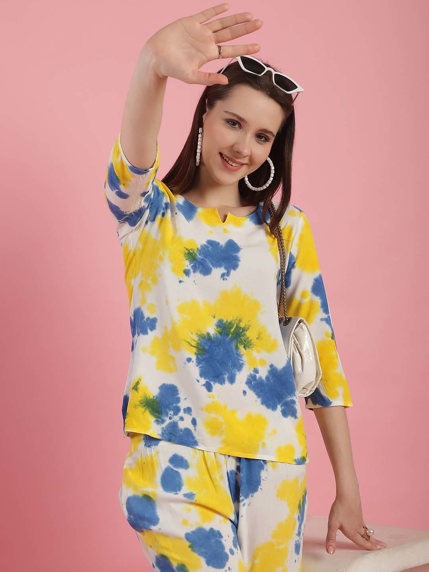 Prakrti Multicolored Tie & Dye Top Pant Set