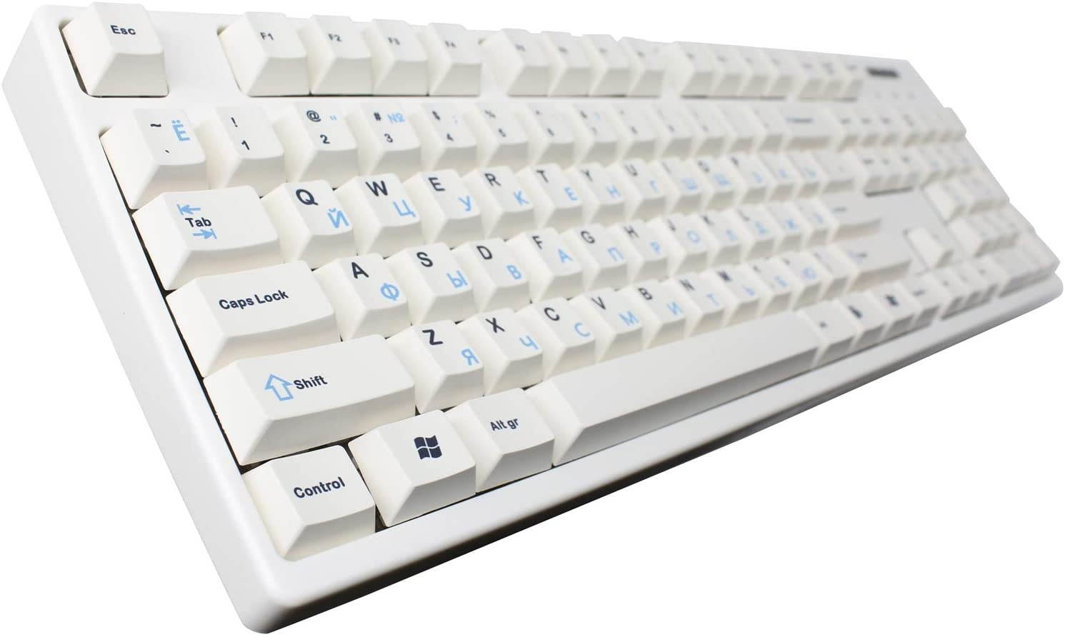 104+16 Full Russian PBT Dye-subbed Cherry Profile Keycaps for Mechanical Keyboard 1.75U 2U 2.25U Shift 6.25U 7U Spacebar (Black-White Russian)