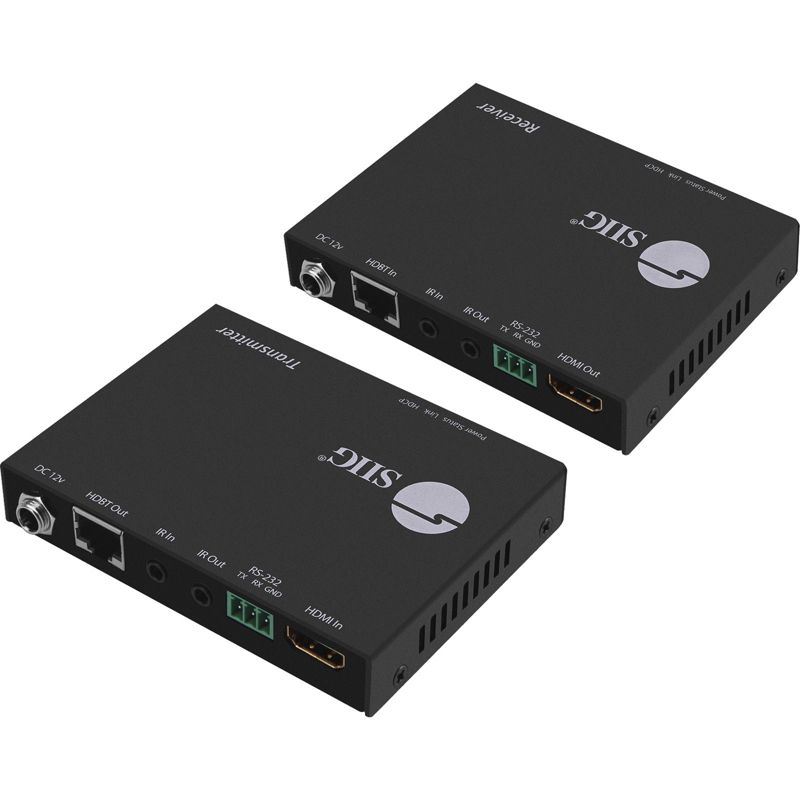 SIIG 4K HDMI HDBaseT Extender Over Single Cat5e/6 with RS-232, IR & PoC - 60m - 1 Input Device - 1 Output Device - 196.85 ft Range