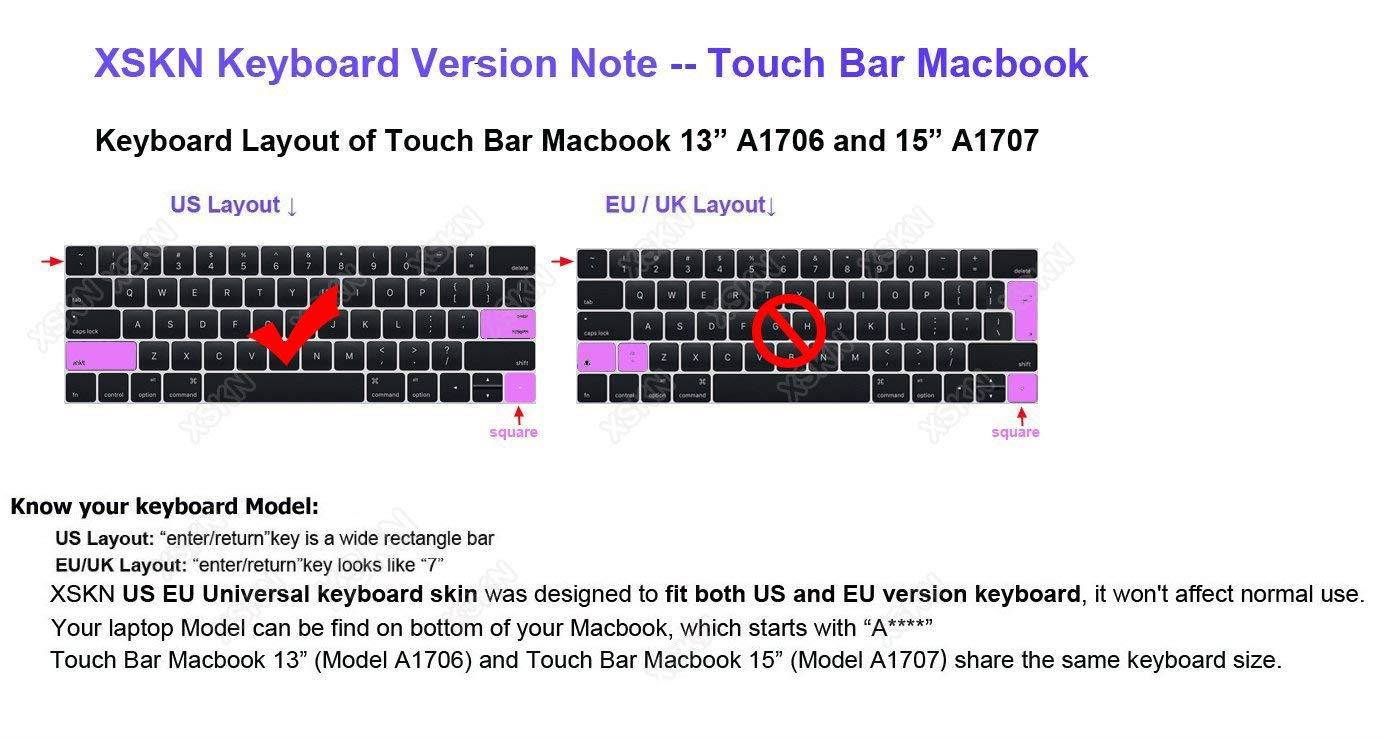 XSKN Arabic Silicone Keyboard Skin and Touchbar Protector for 2016 Newest MacBook Pro 13" MacBookPro 15" with Touch Bar Retina Display A1706 A1707 (2016 Oct. Release), US Version (Black)