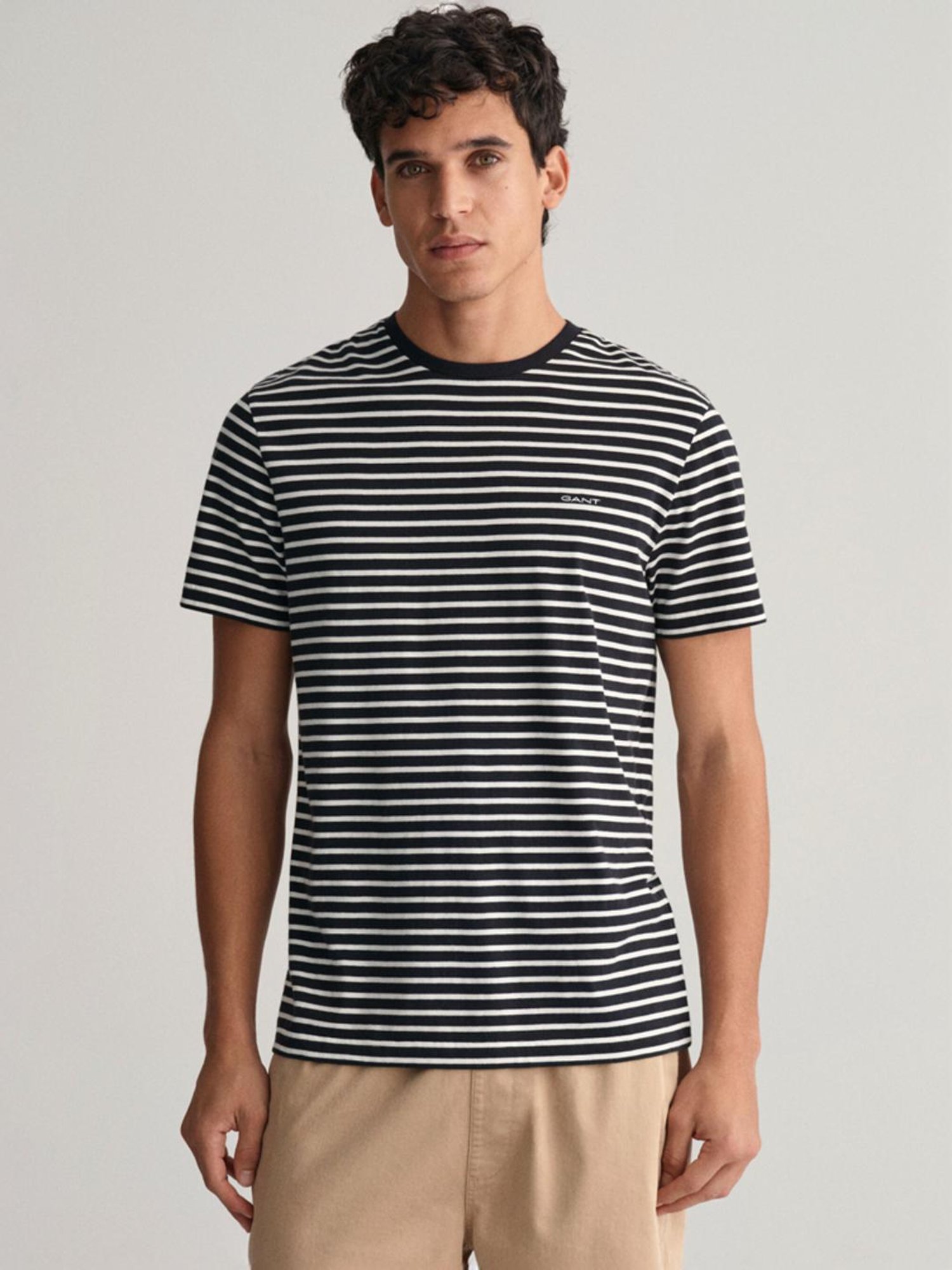 Gant Black Cotton Regular Fit Striped T-Shirt