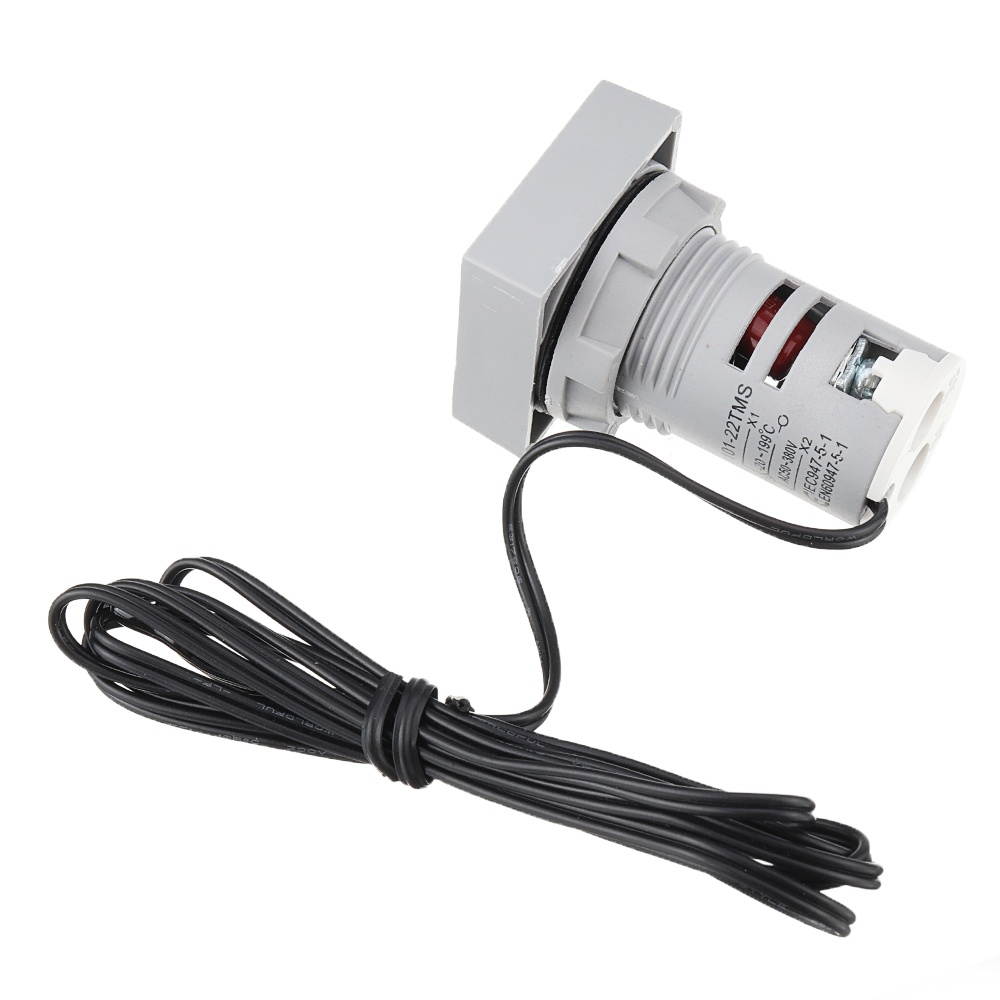 3pcs Crystal Film Square White LED Digital Thermometer Signal Light AC 50-380V 220V Temperature Meter Indicator Range -20-200 with 1m Sensor