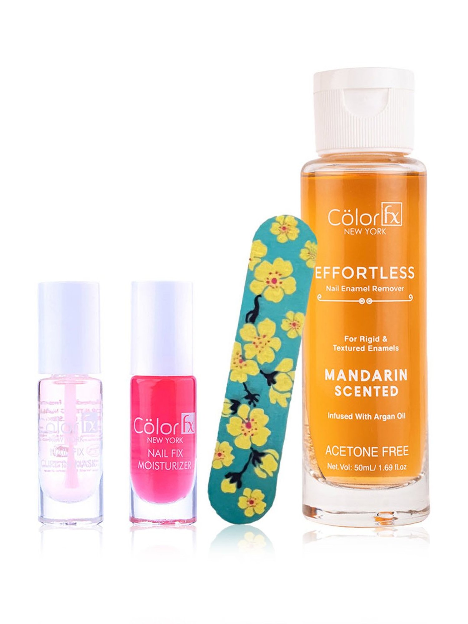 Color Fx Nail Fix Cure-In Mask, Moisturizer, Nail Enamel Remover & Nail Buffer Combo, Pack of 4