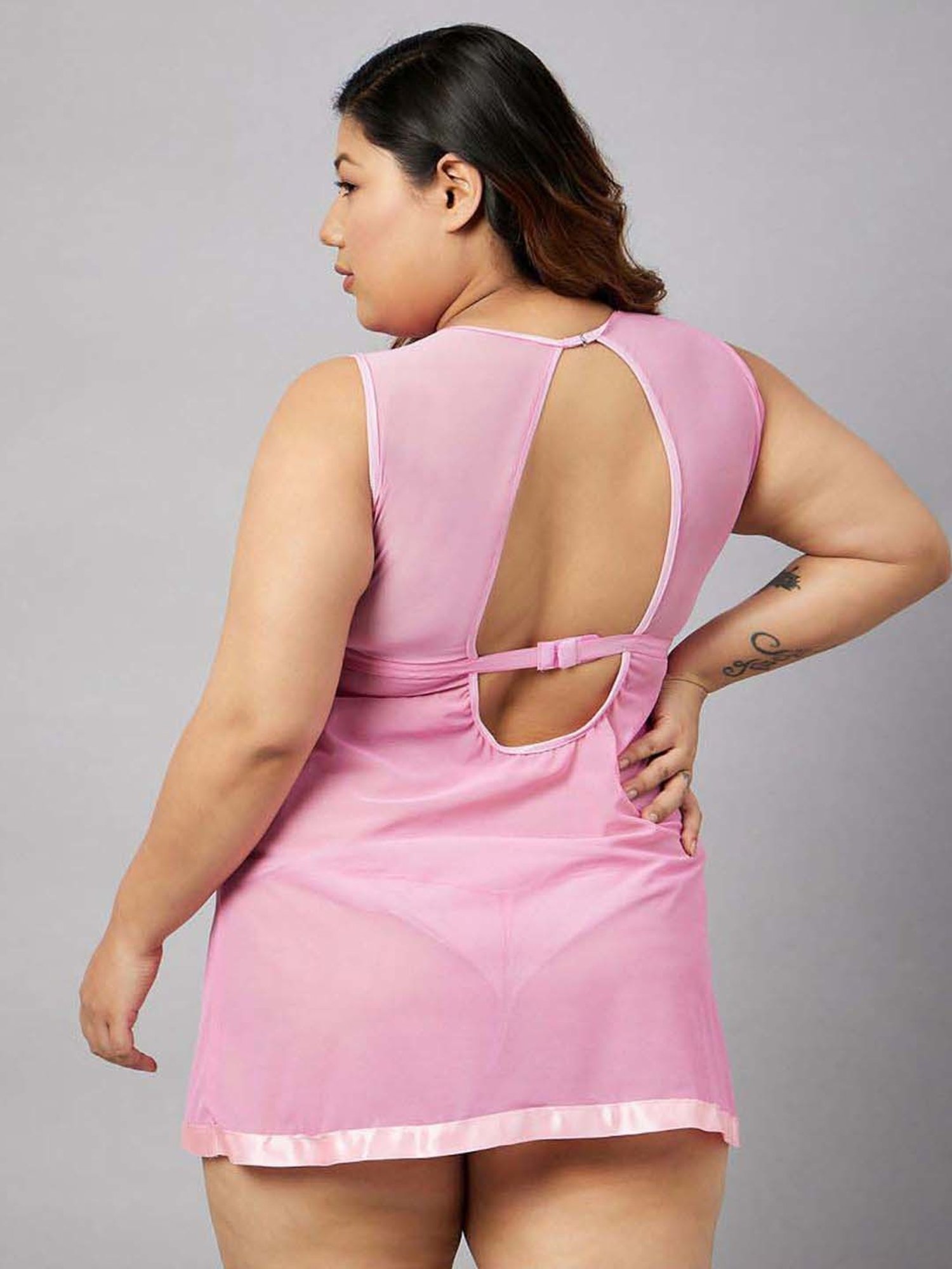 Secrets By ZeroKaata Red & Pink Lace Work Babydoll with Panty - Pack Of 2