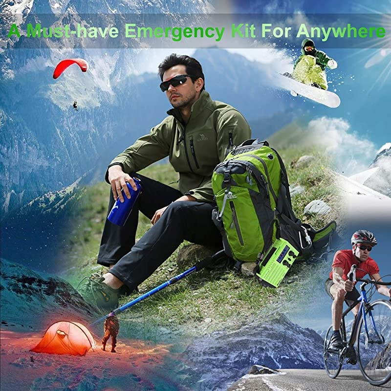 Emergency Radio  5000mAh Solar Hand Crank Portable Radio, NOAA Weather Radio for Household and 5 Ways Powered AM/FM/SW, LED Flashlight, Reading Lamp, Cell Phone Charger, and SOS Alarm