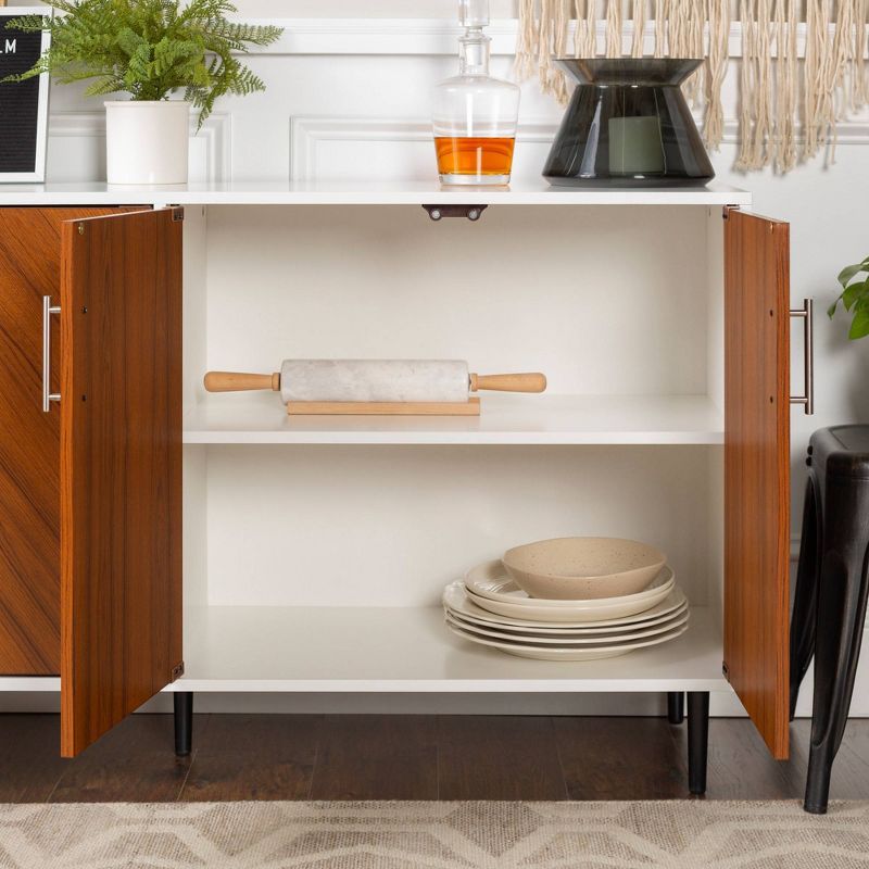 58" Modern Faux Bookmatch Buffet White - Saracina Home