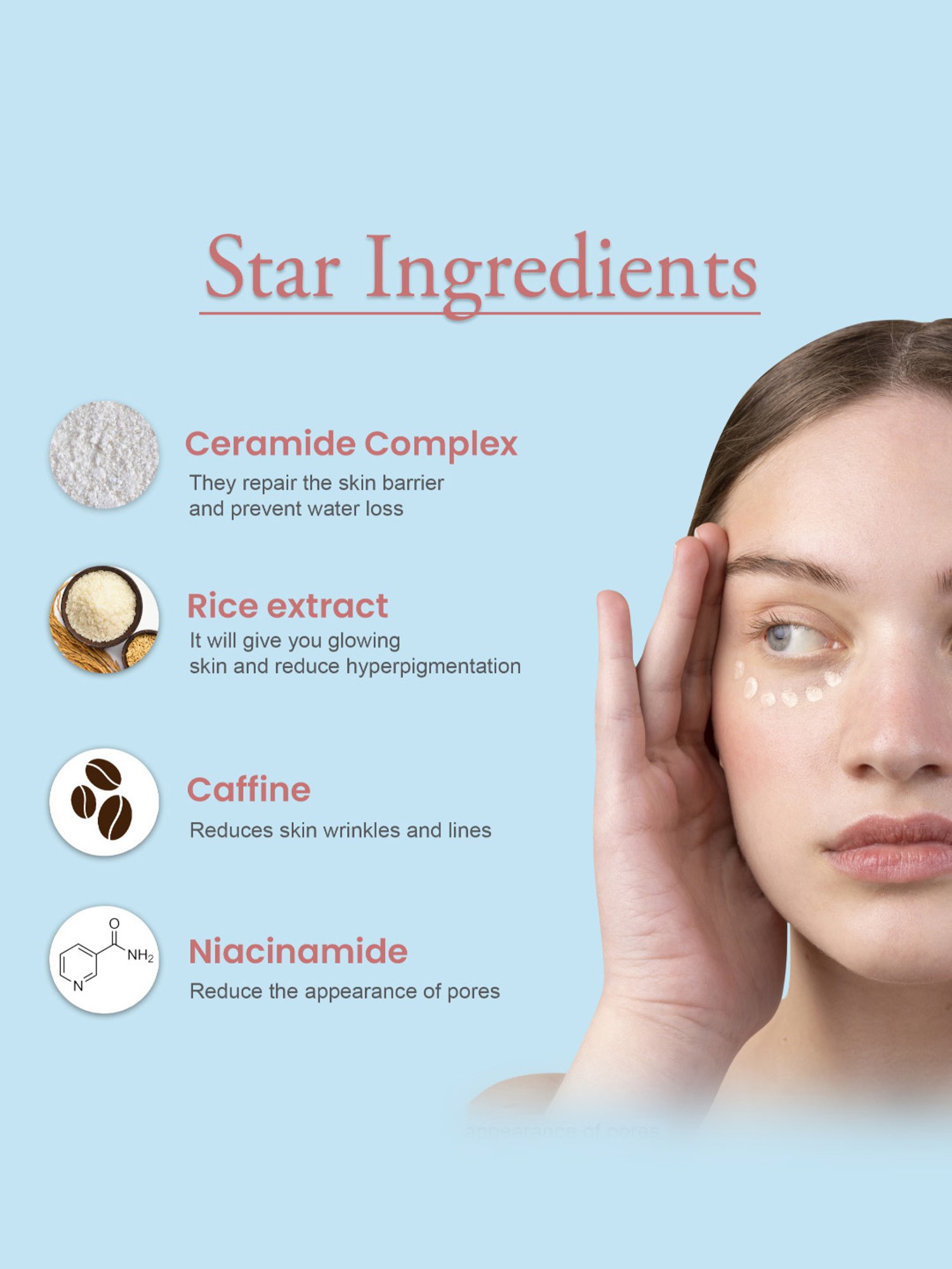 Glamveda Glass Skin Rice & Ceramide Under Eye Cream - 15 ml