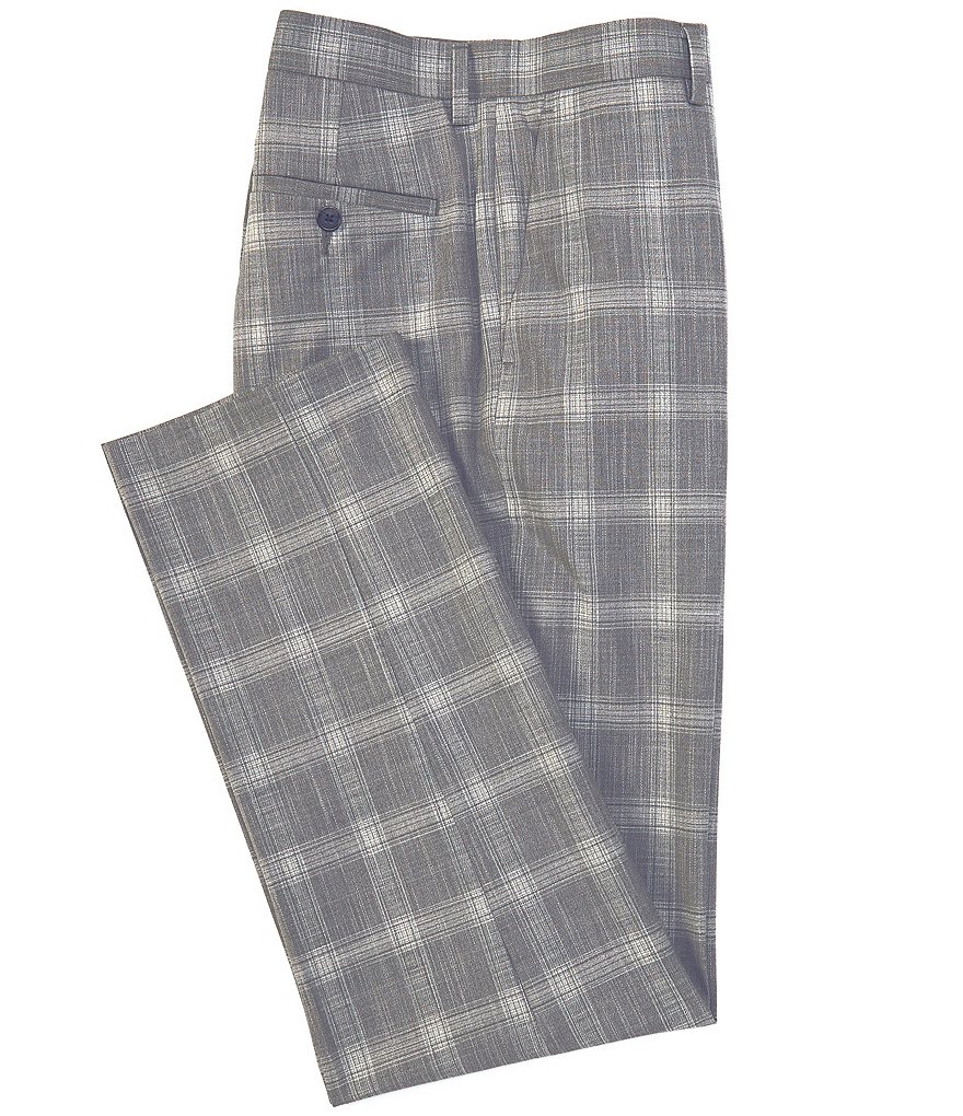 Murano Alex Slim-Fit Grey Plaid Dress Pants