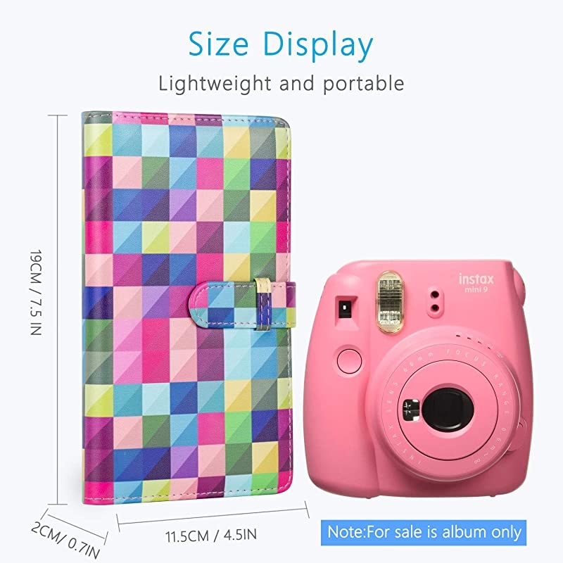 96 Pockets Mini Photo Album for Fujifilm Instax Mini Camera, Polaroid Snap, Z2300, SocialMatic Instant Cameras & Zip Instant Printer (96 Pockets, Color Lattice)
