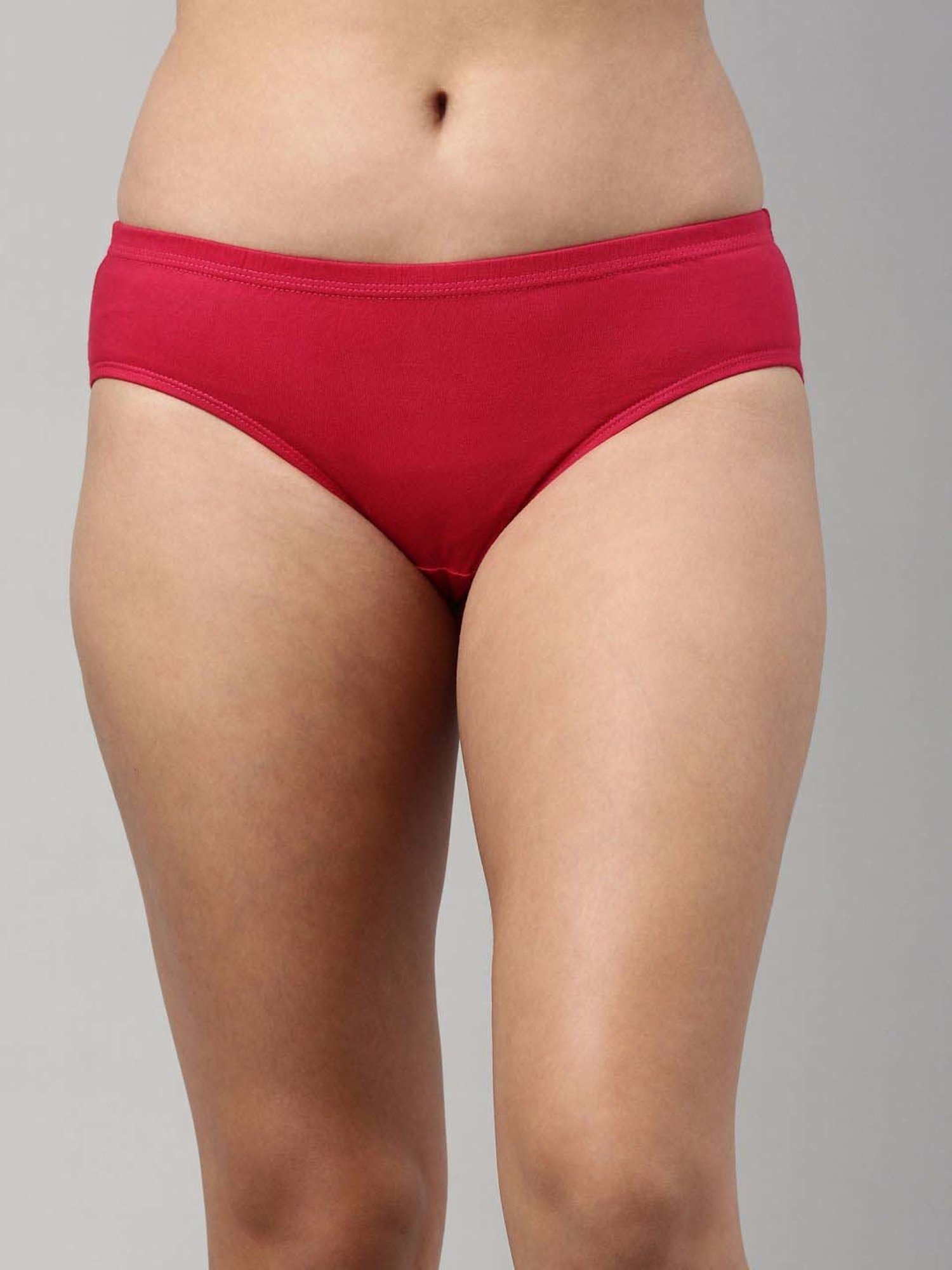 FEELINGS Green & Pink Cotton Plain Hipster Panties - Pack of 6