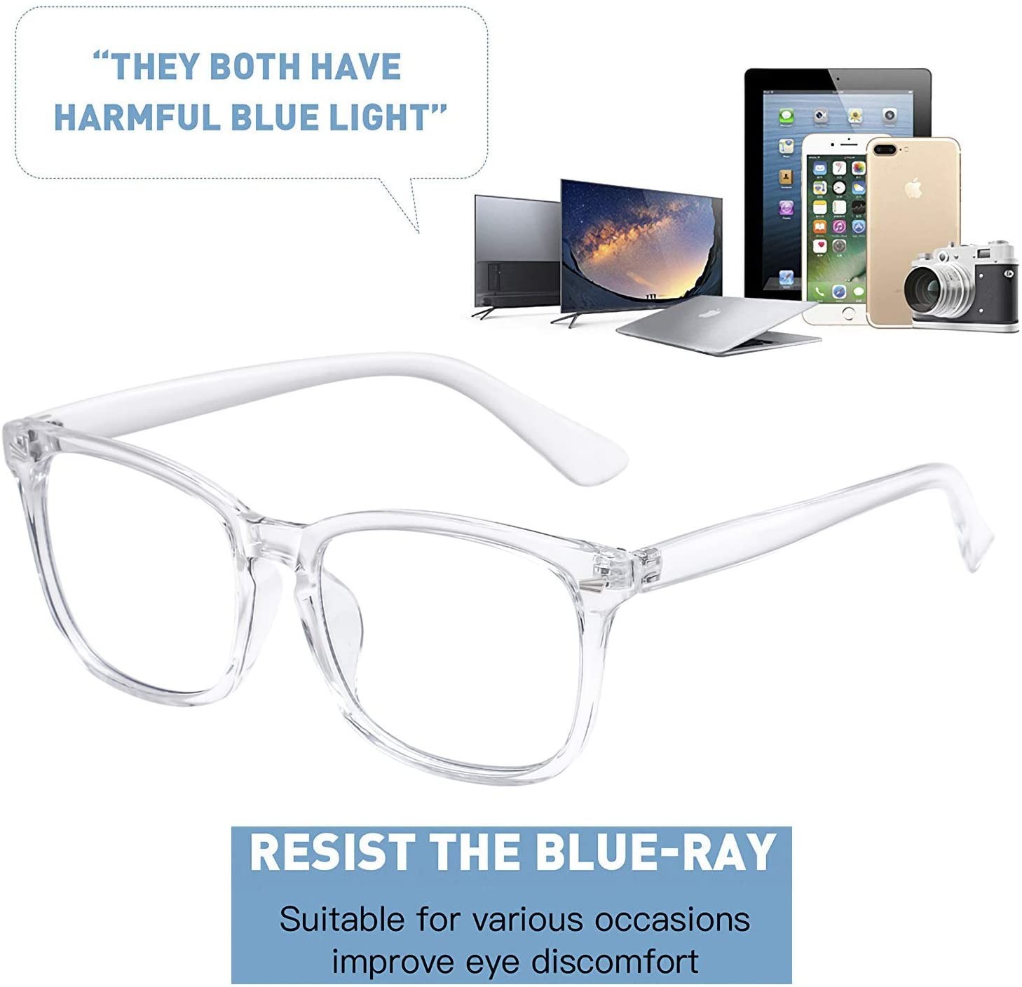 Square Blue Light Blocking Glasses for Women Anti Eye Strain Computer Reading Glasses Unisex Fashion Eyeglasses Frame