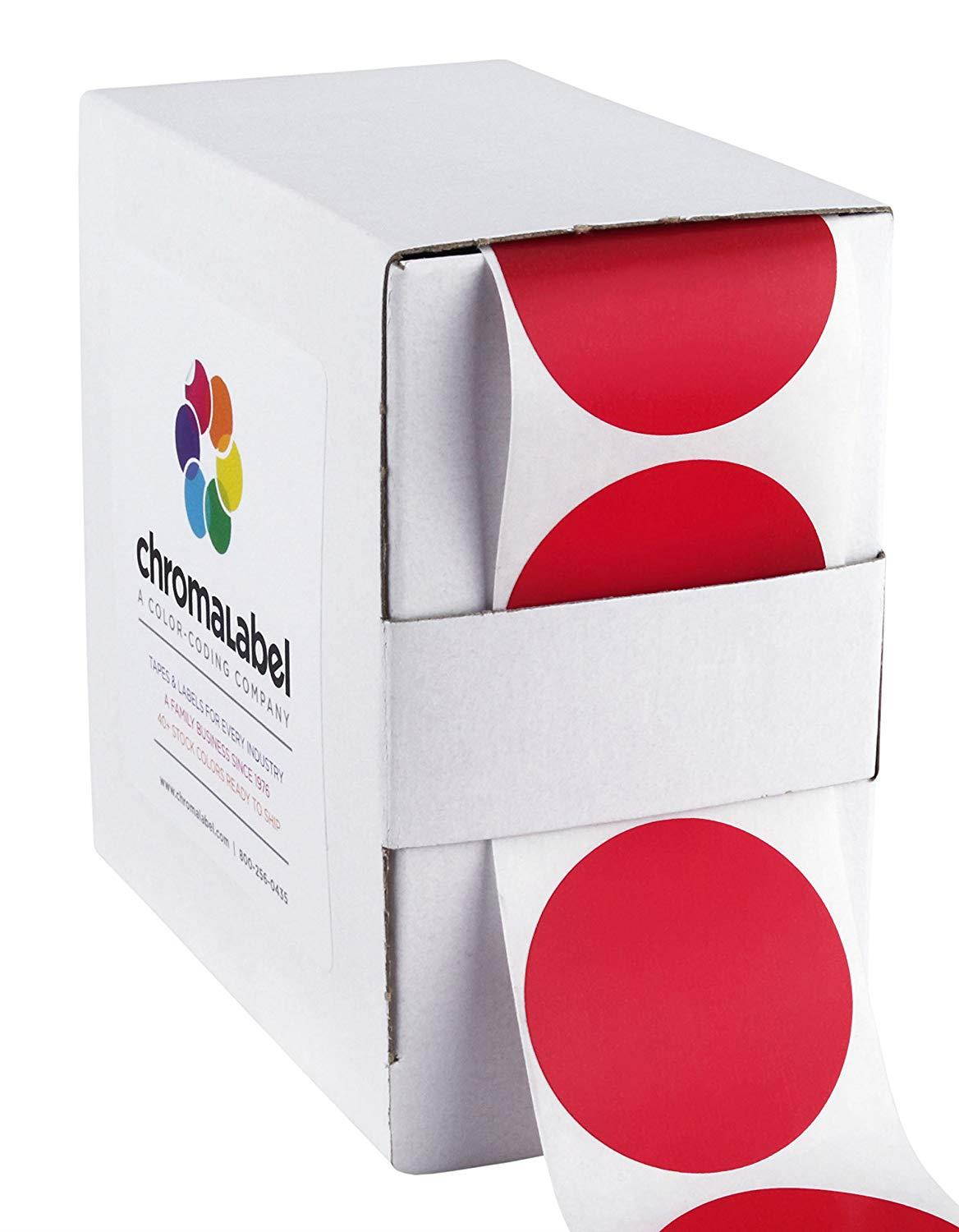 ChromaLabel 1-1/2 inch Color-Code Dot Labels | 500/Dispenser Box (Red)