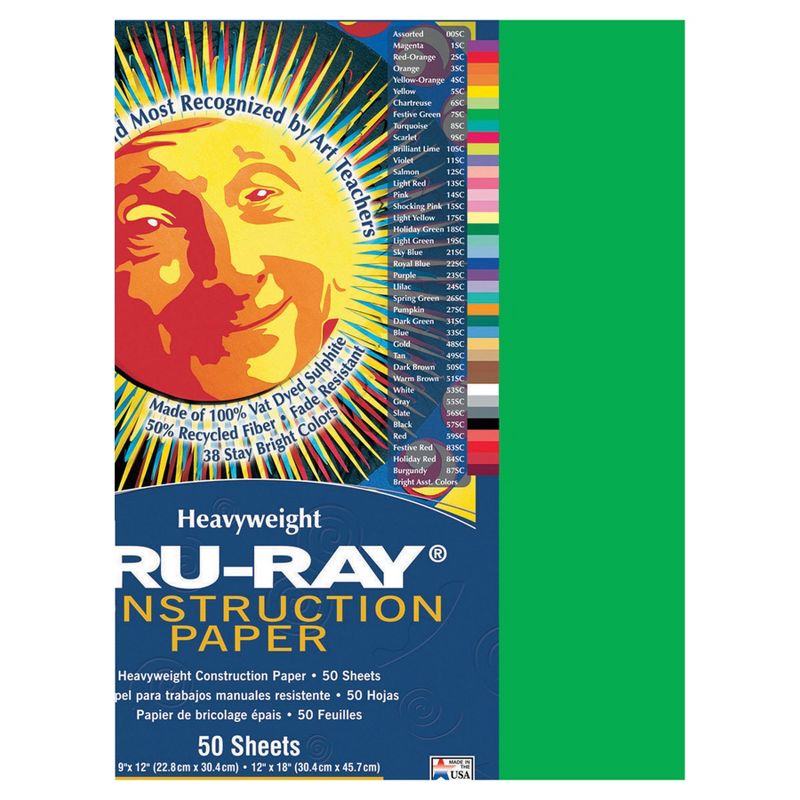 Tru-Ray Sulphite Construction Paper, 18 x 24 Inches, Festive Green, 50 Sheets
