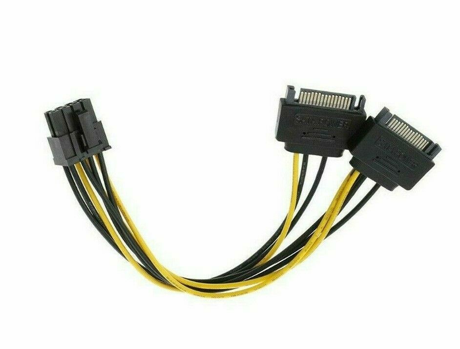 Dual SATA to PCI-E Power Cable 15Pin SATA to 8 pin / 6 pin Video Card Power Wire