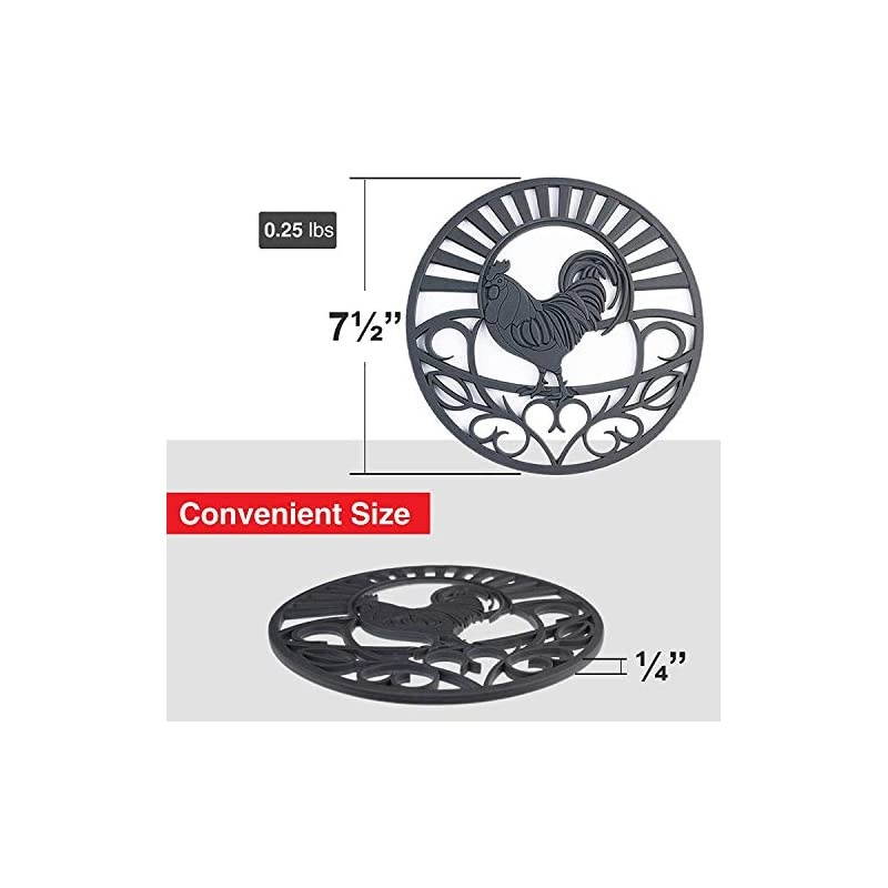 Trivet Set for Hot Dishes, Pots & Pans. These Kitchen Hot Pads 'Fleur De Lis' Design (Symbol of Royalty) Mimics Cast Iron Trivets Without Scratching (7.5 inch Round, Set of 3, Coral Red)