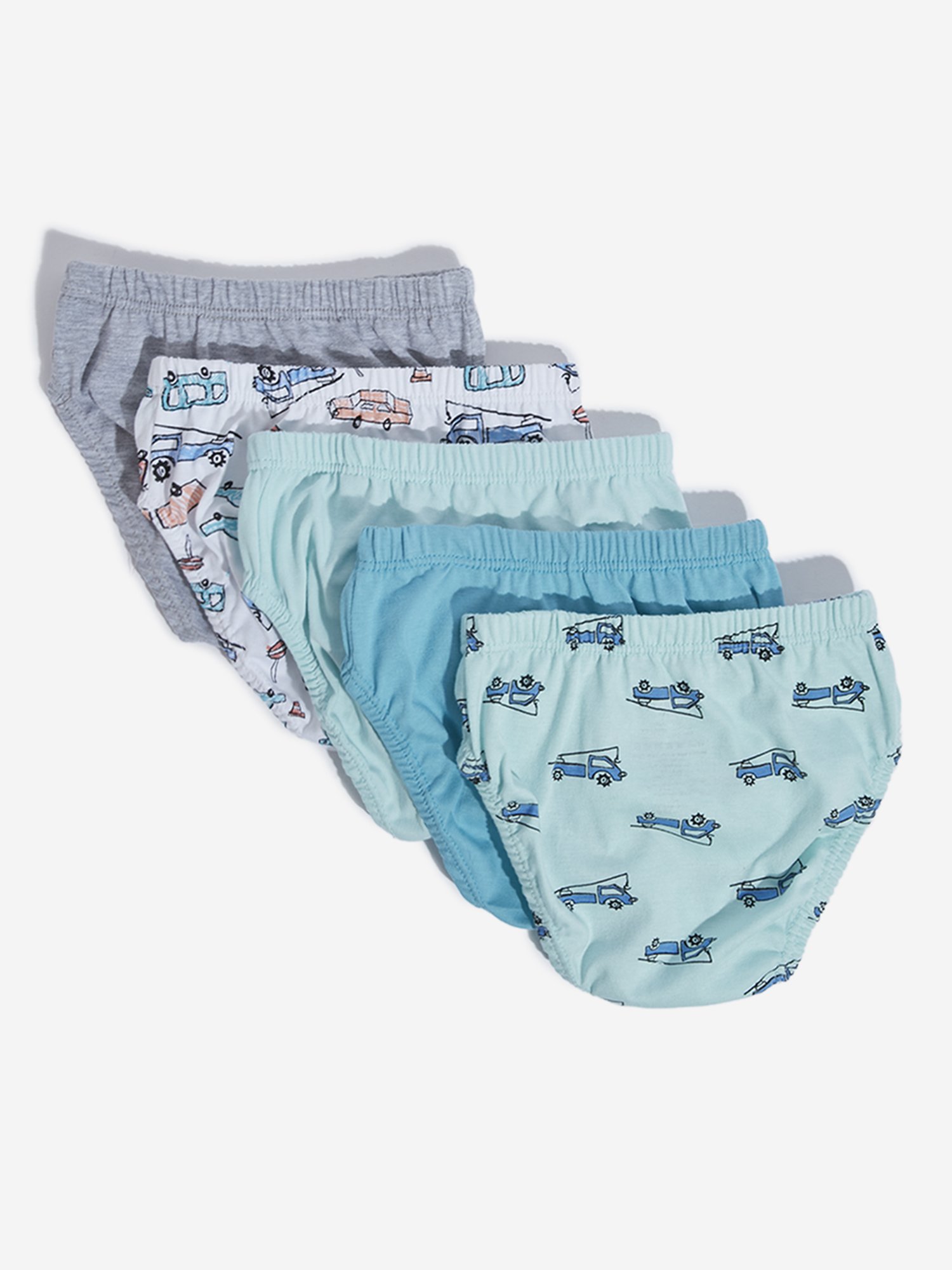 HOP Kids by Westside Multicolour Vehicle Printed Briefs - (Pack of 5)