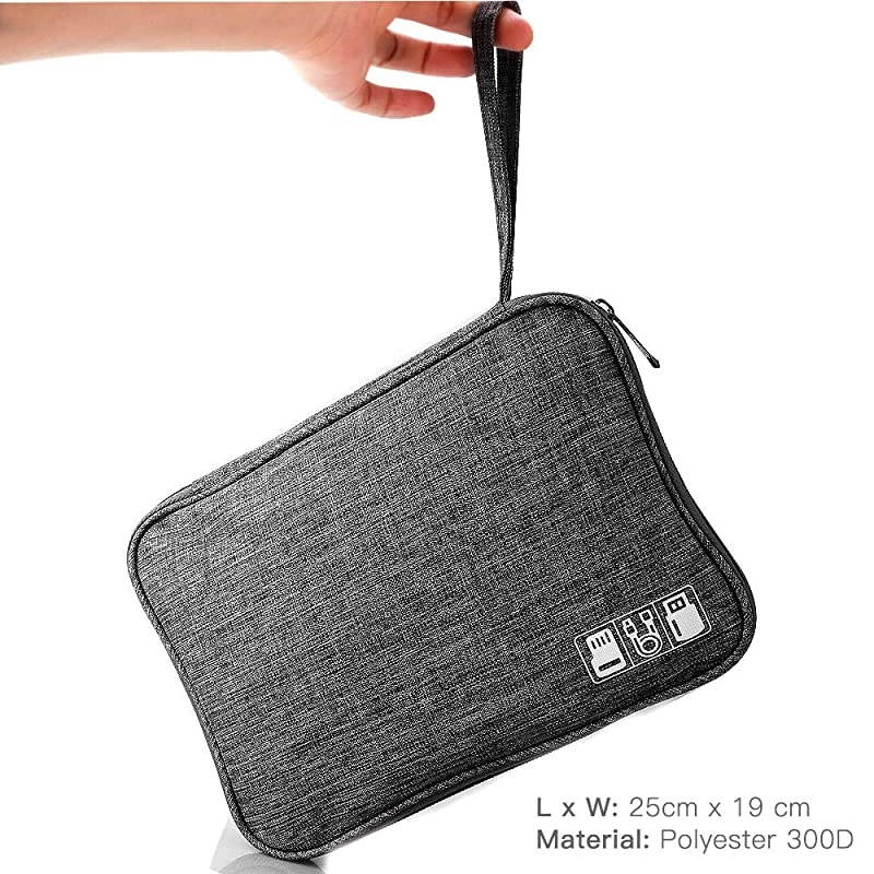 Electronics Organizer, Cable Organizer Bag Waterproof Electronics Organizer Travel Case Cord Organizer for Hard Drives, USB Cables, Flash Drive, Phone, SD Card, Power Bank(Black)