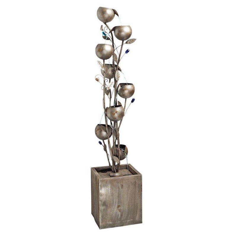 Abstract Floral Cascding Metal Tower Fountain - Acorn Hollow