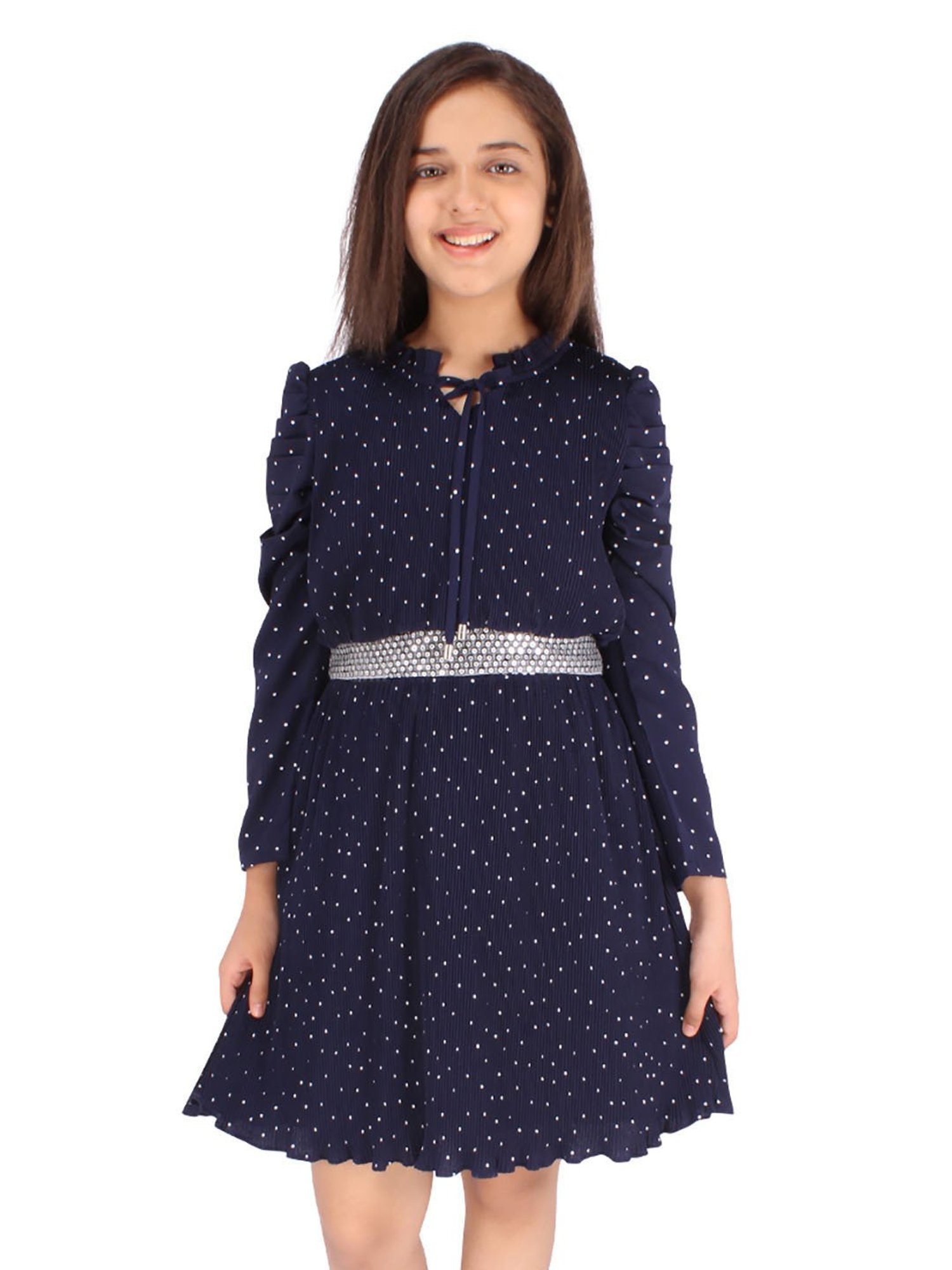 Cutecumber Kids Navy Printed Full Sleeves Dress