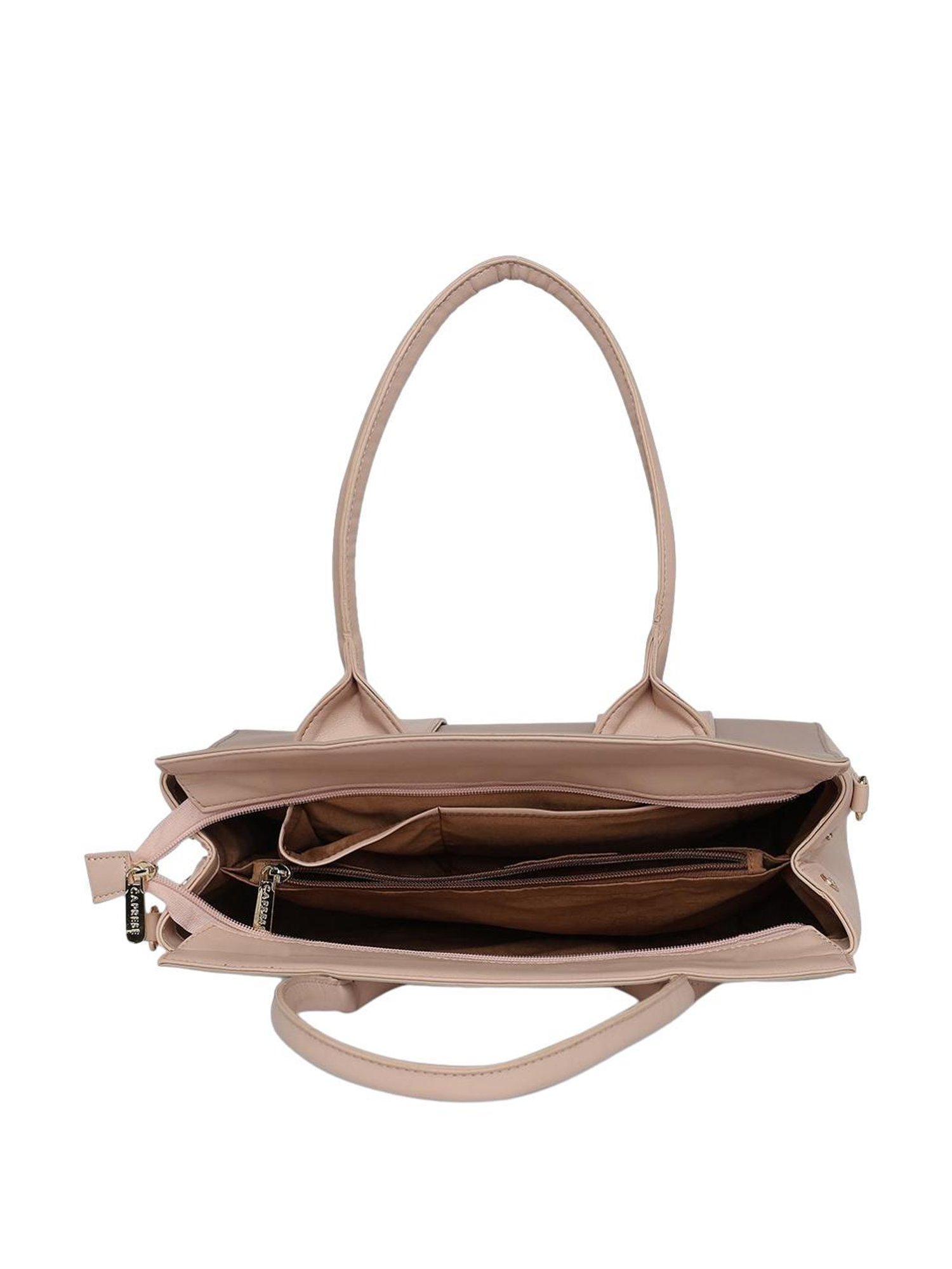 Caprese Ruby Light Pink Faux Leather Textured Handbag