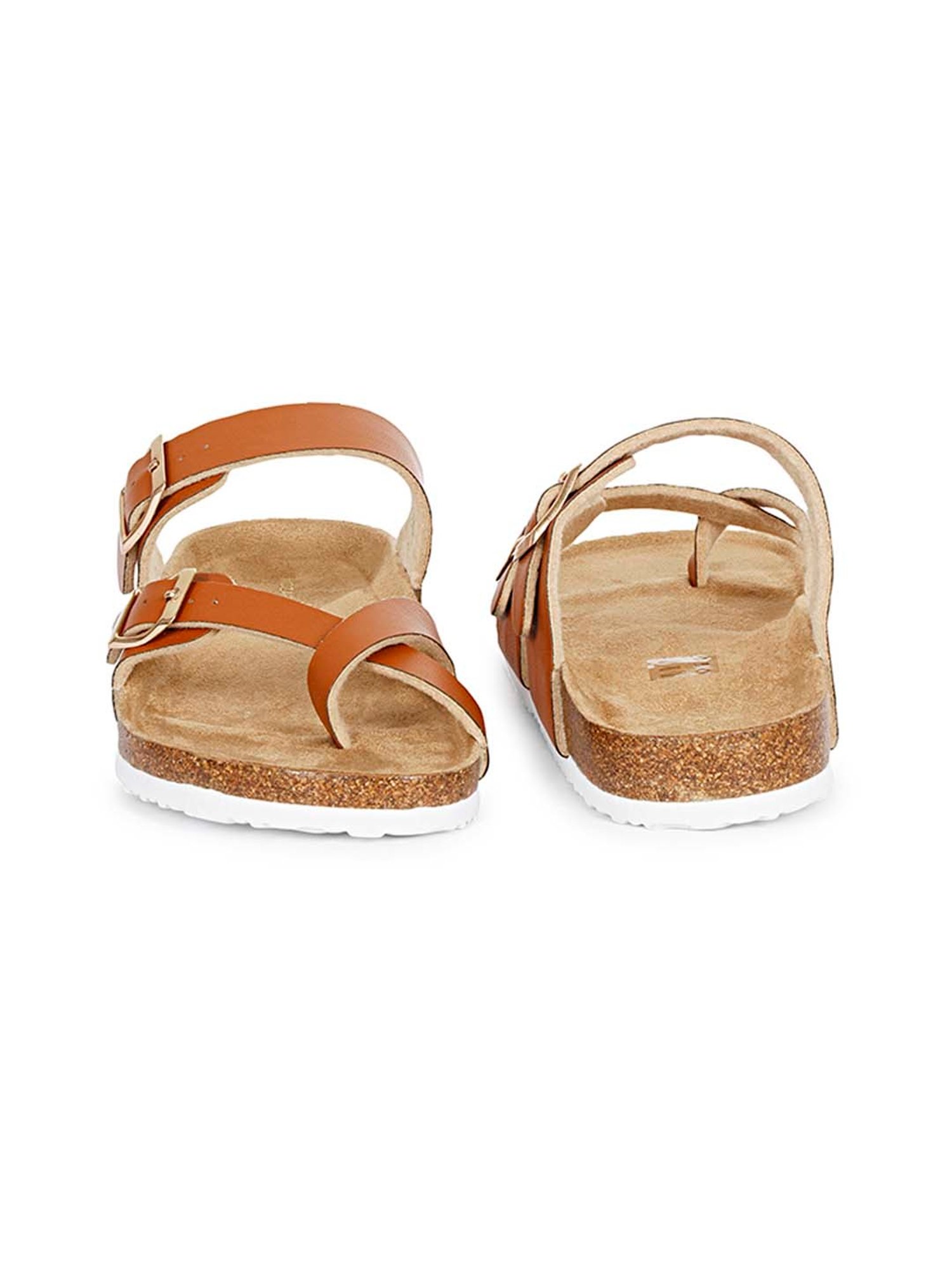 Mozafia Women's Tan Toe Ring Sandals