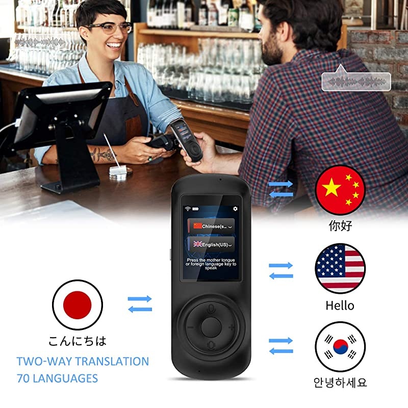 Translator Device Smart Voice Translator with 2.4inch HD Touch Screen Support 70 Languages for Learning Travel Business Shopping