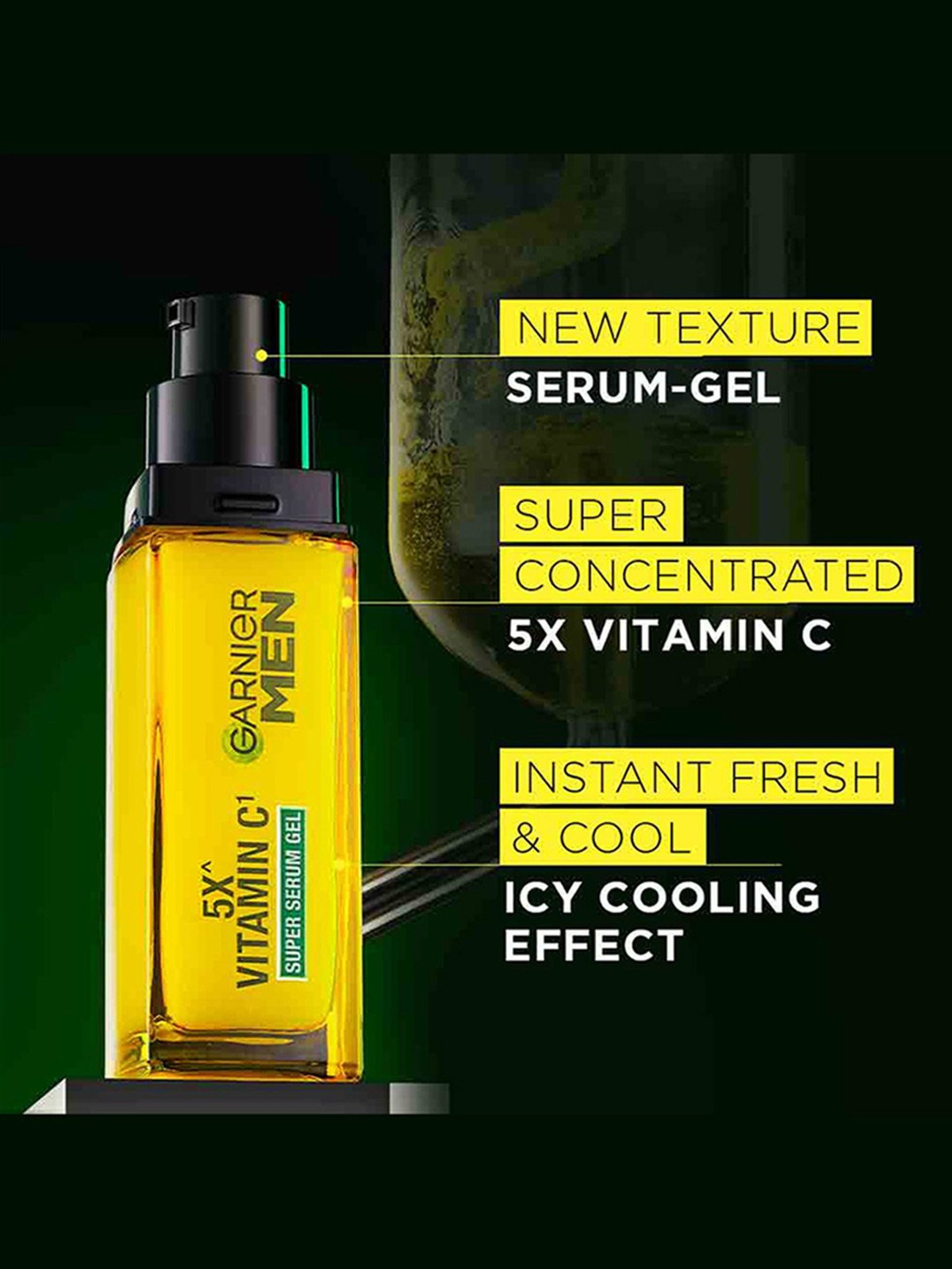 Garnier Men Turbo Bright Icy Serum Gel - 30 ml