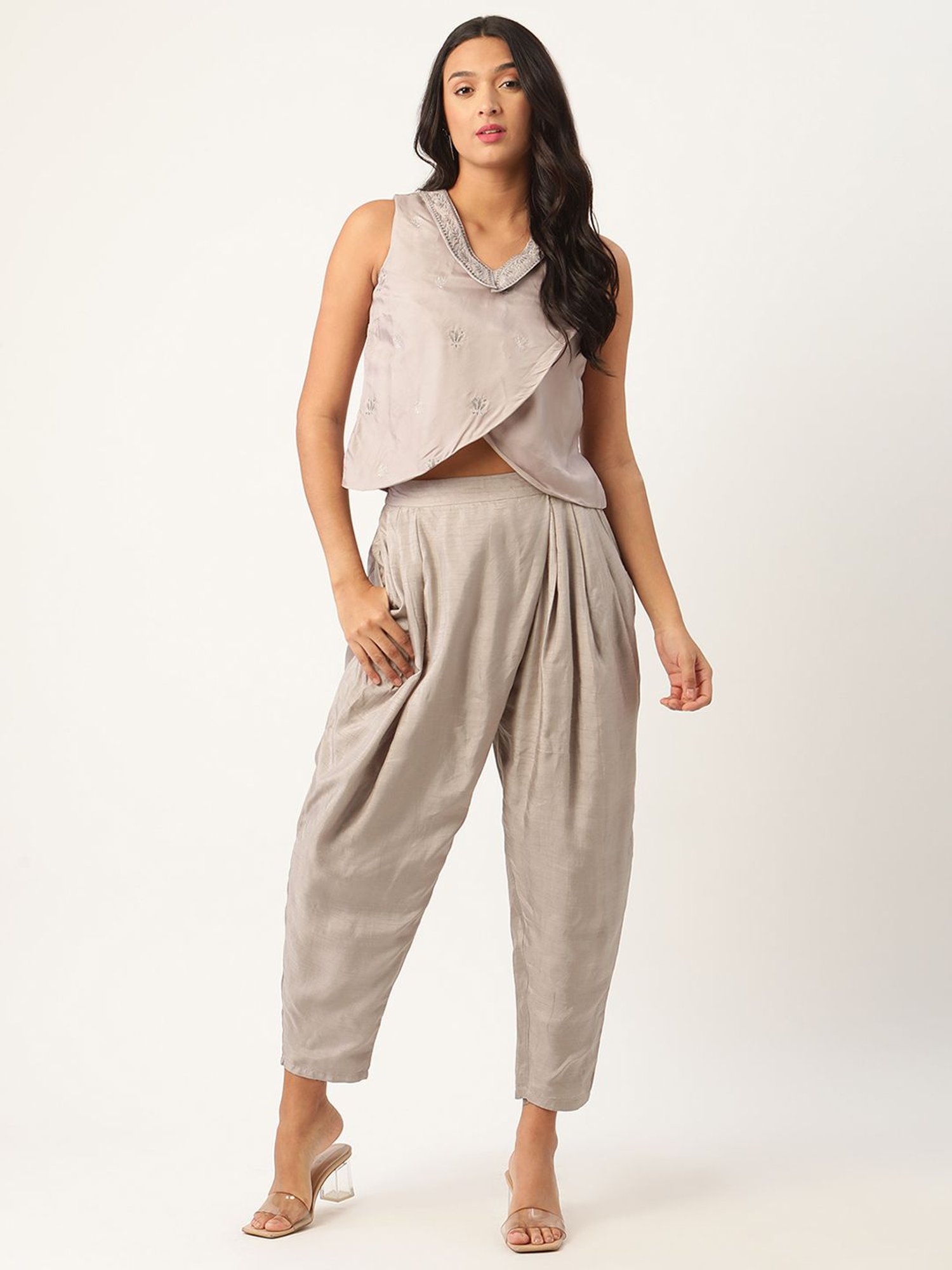 Rooted Ash Grey Mid Rise Trousers
