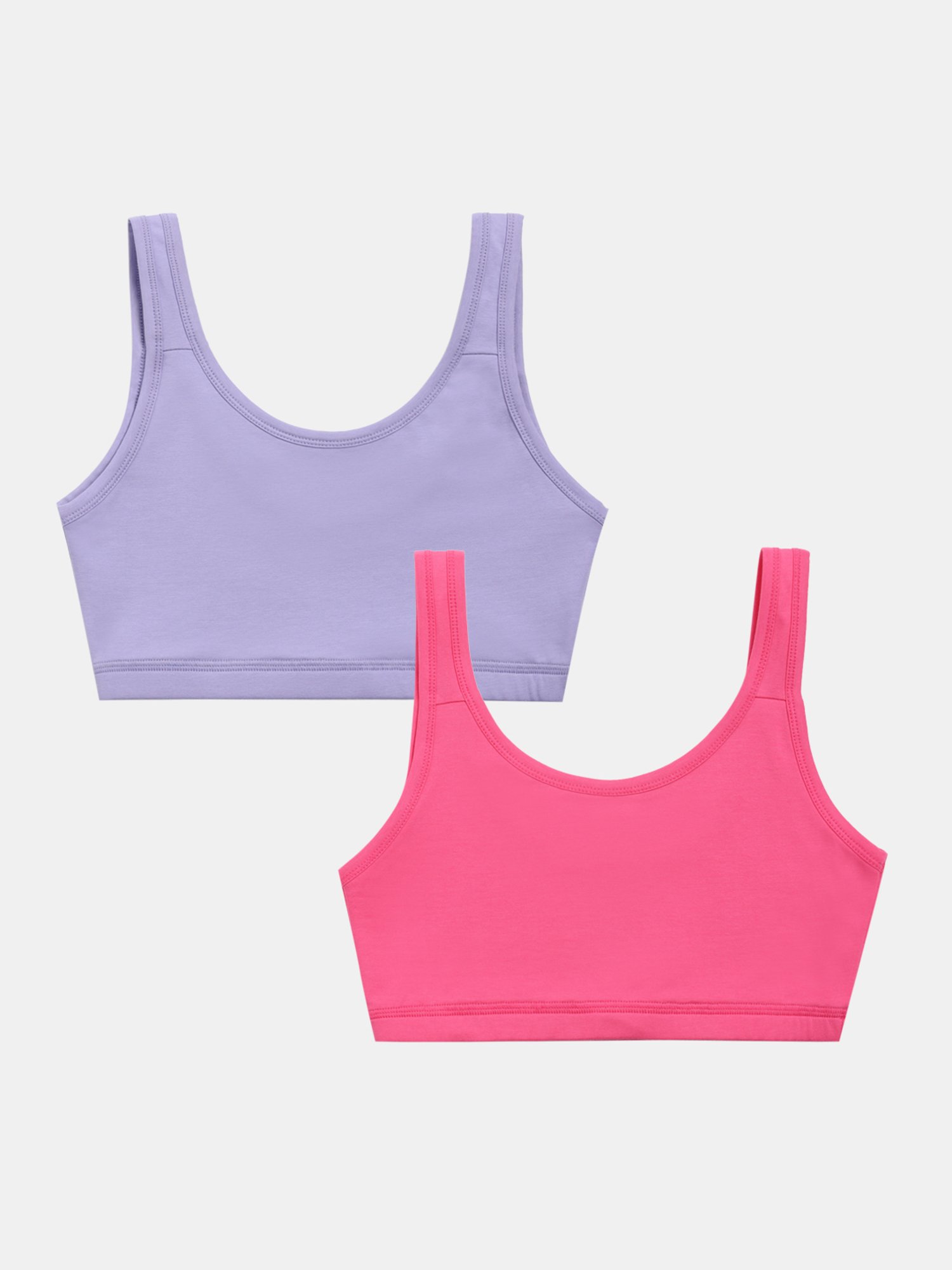 Sillysally Kids Purple & Pink Solid Active Bra (Pack Of 2)