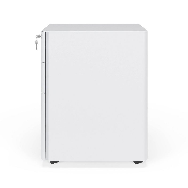 Slim Modern Mobile Metal Pedestal Filing Cabinet White - HON BASYX