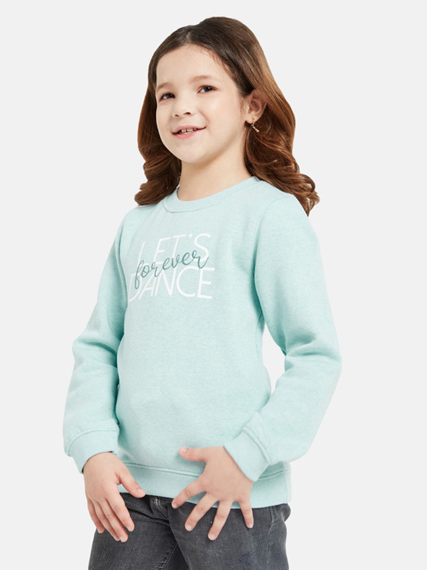 METTLE Kids Aqua Blue Printed Full Sleeves Sweatshirt