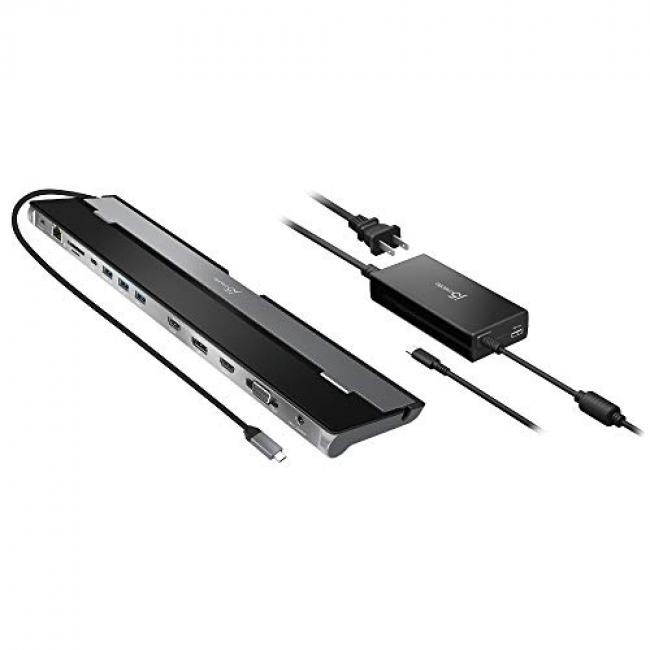 j5create USB-C Triple Display Docking Station with 90W PD Adapter