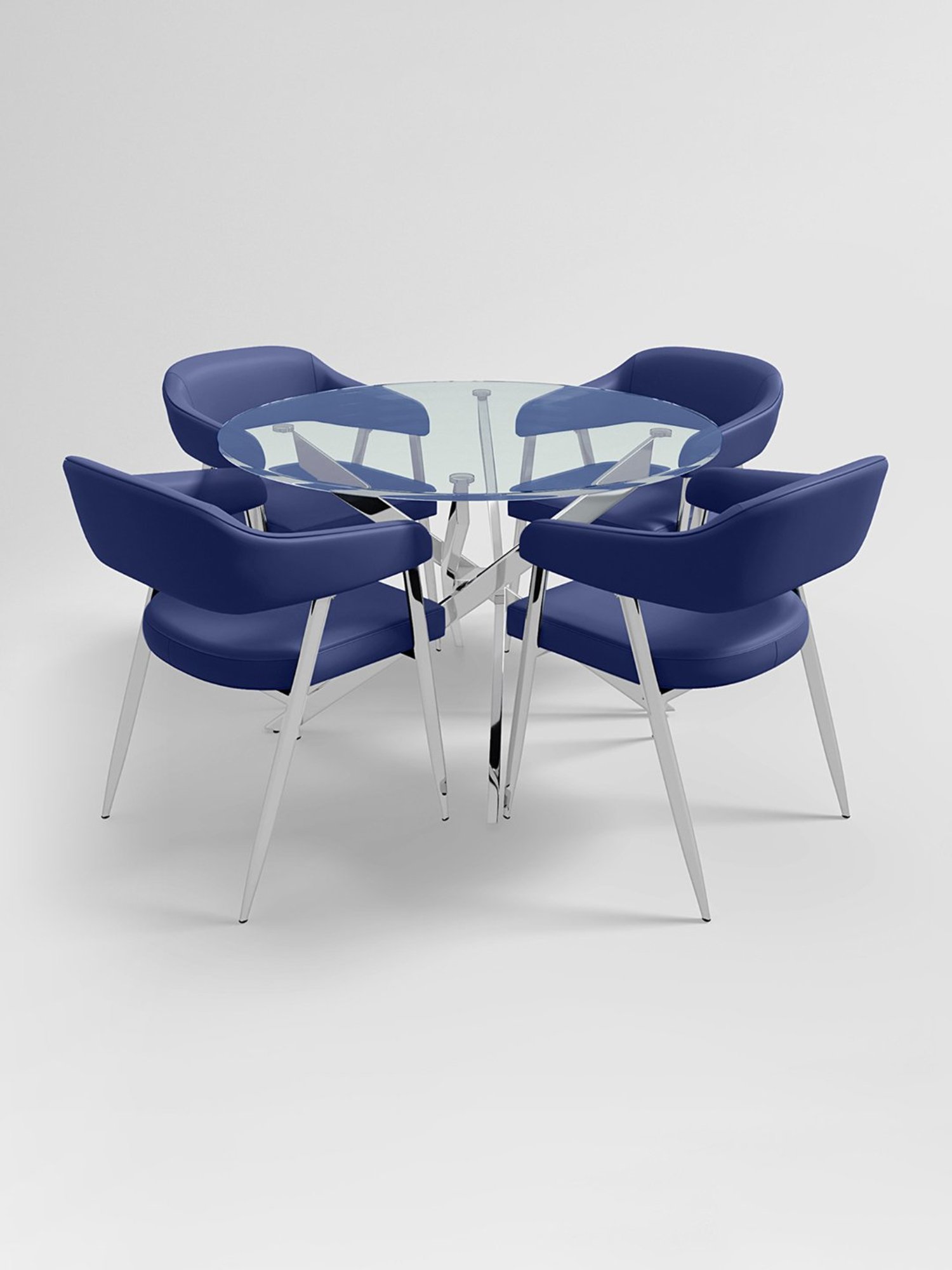 Godrej Interio Astral Silver Tempered Glass 4 Seater Circular Dining Table