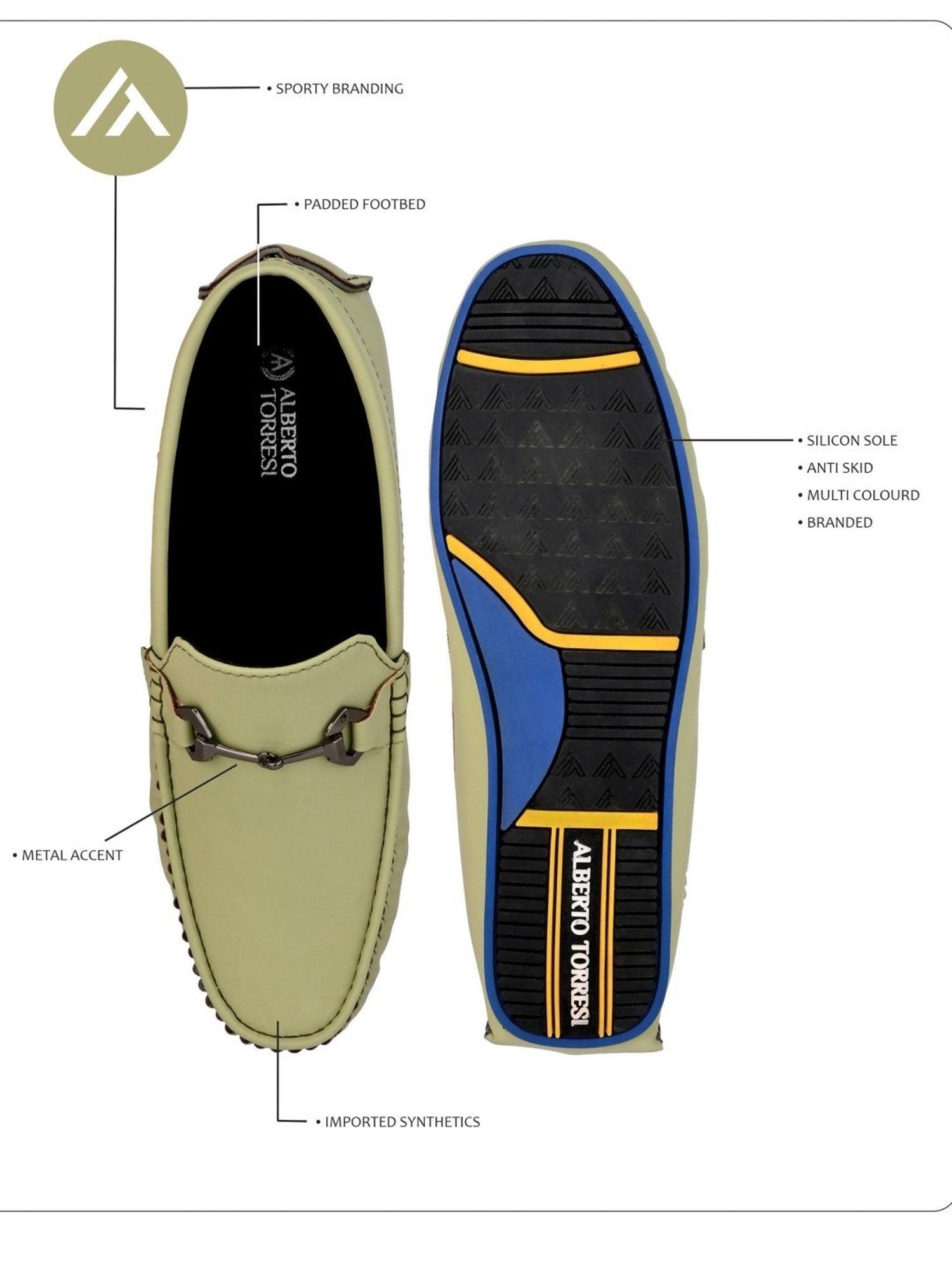 Alberto Torresi   Men's Green Casual Loafers