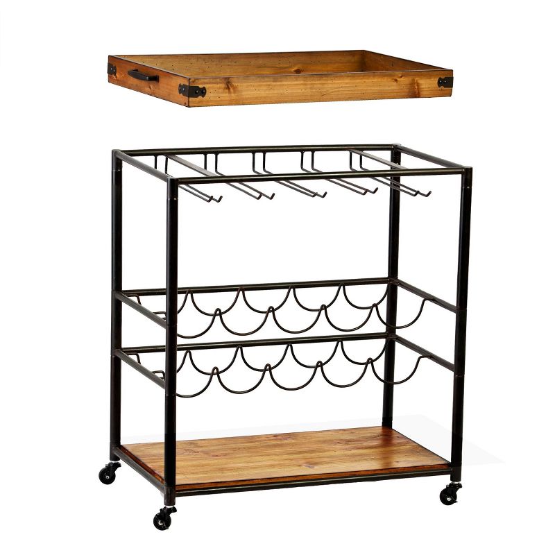 Maresal Bar Cart Black/Natural - Aiden Lane