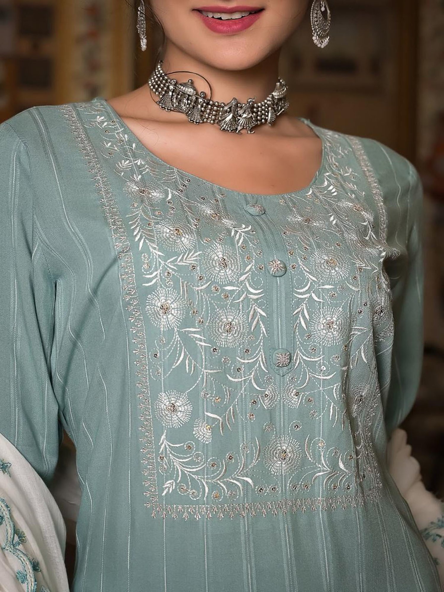 Autumnlane Gunjan Cloud Work Cotton Suit Set