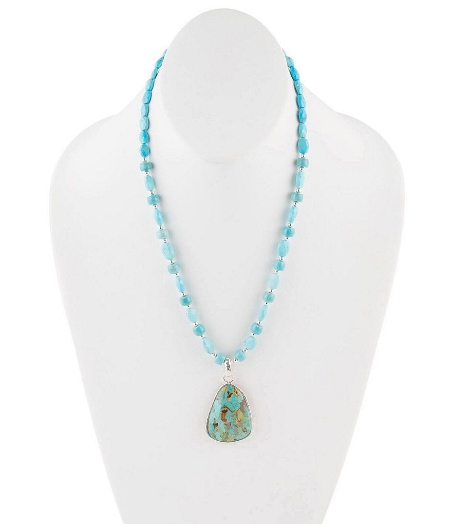 Barse Sterling Silver and Genuine Turquoise Pendant Necklace