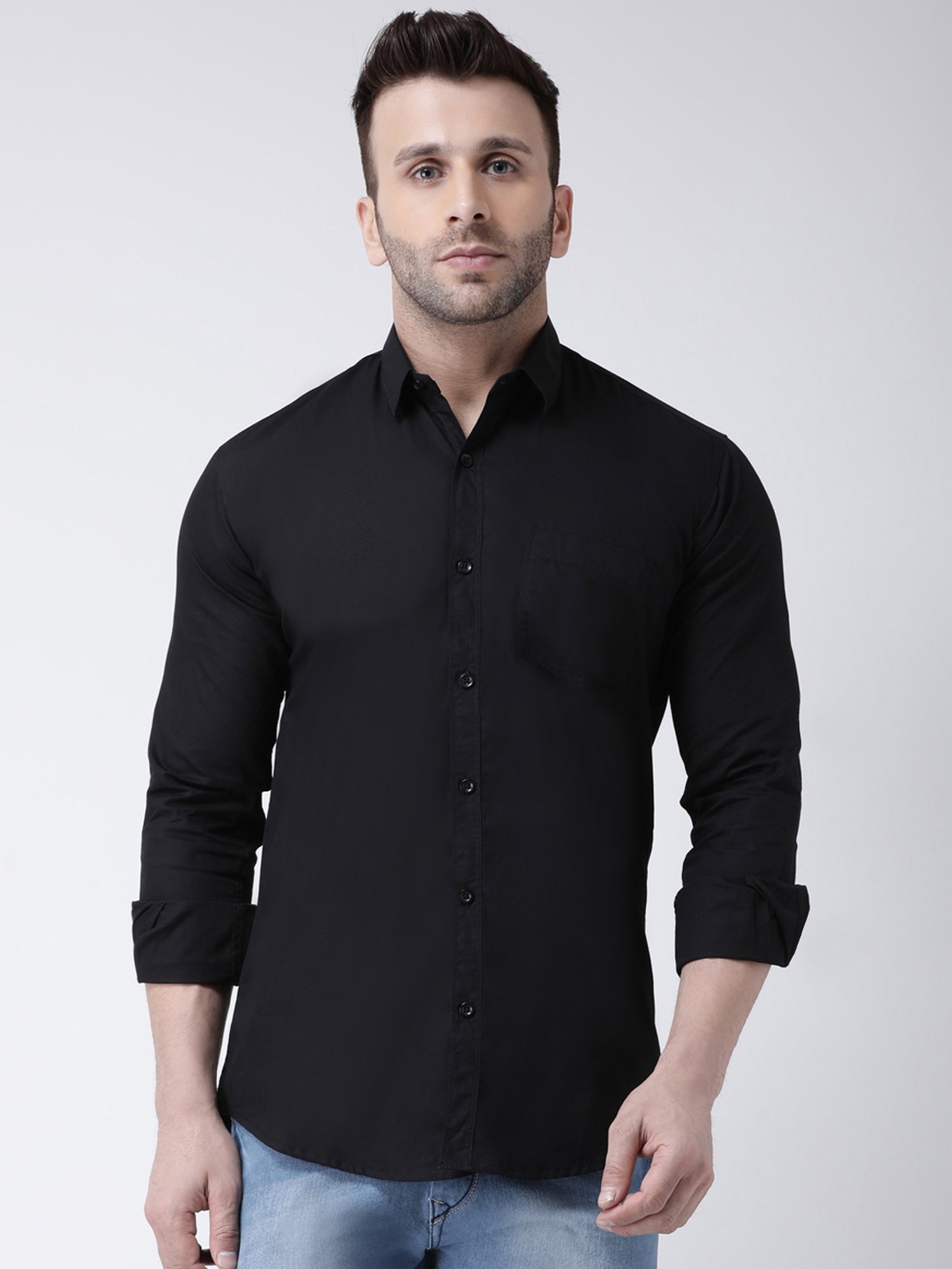 Hangup Plus Black Slim Fit Pure Cotton Shirt