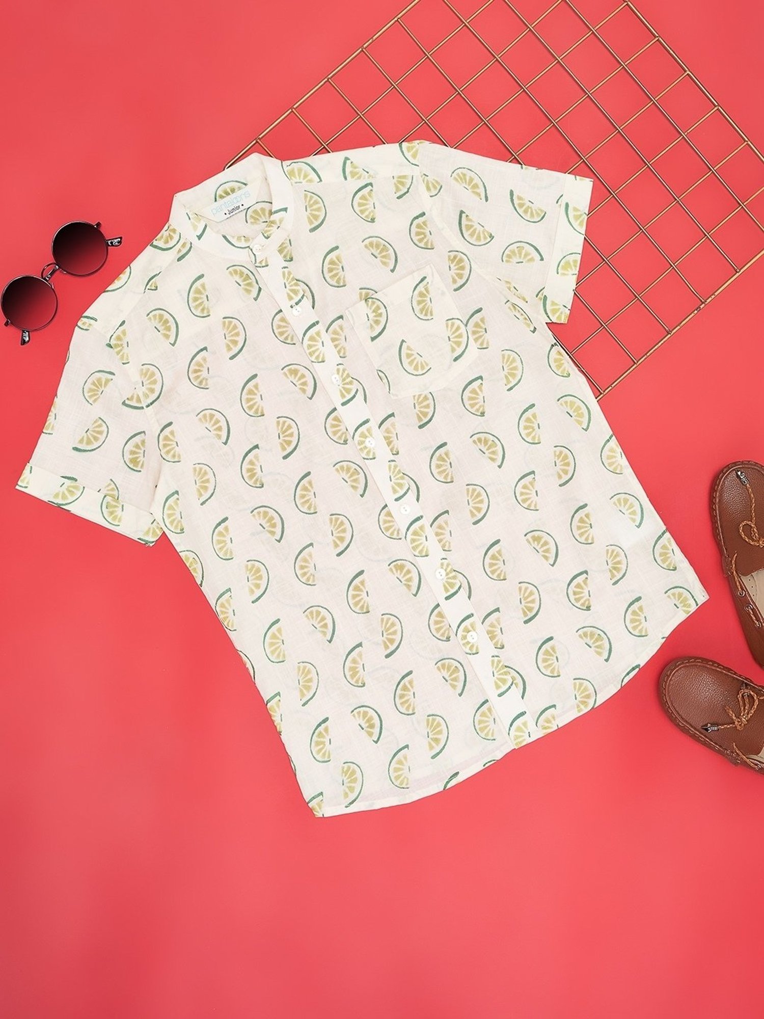 Indus Route by Pantaloons Boys Green Print Shirt