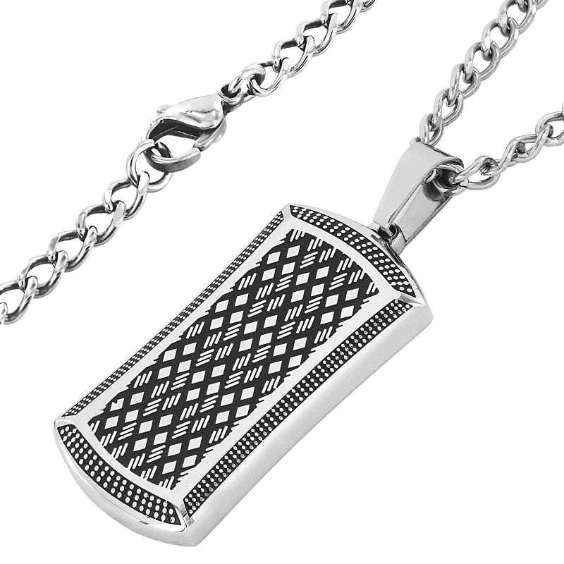 Crucible Men's High Polish Stainless Steel Antiqued Dog Tag Pendant