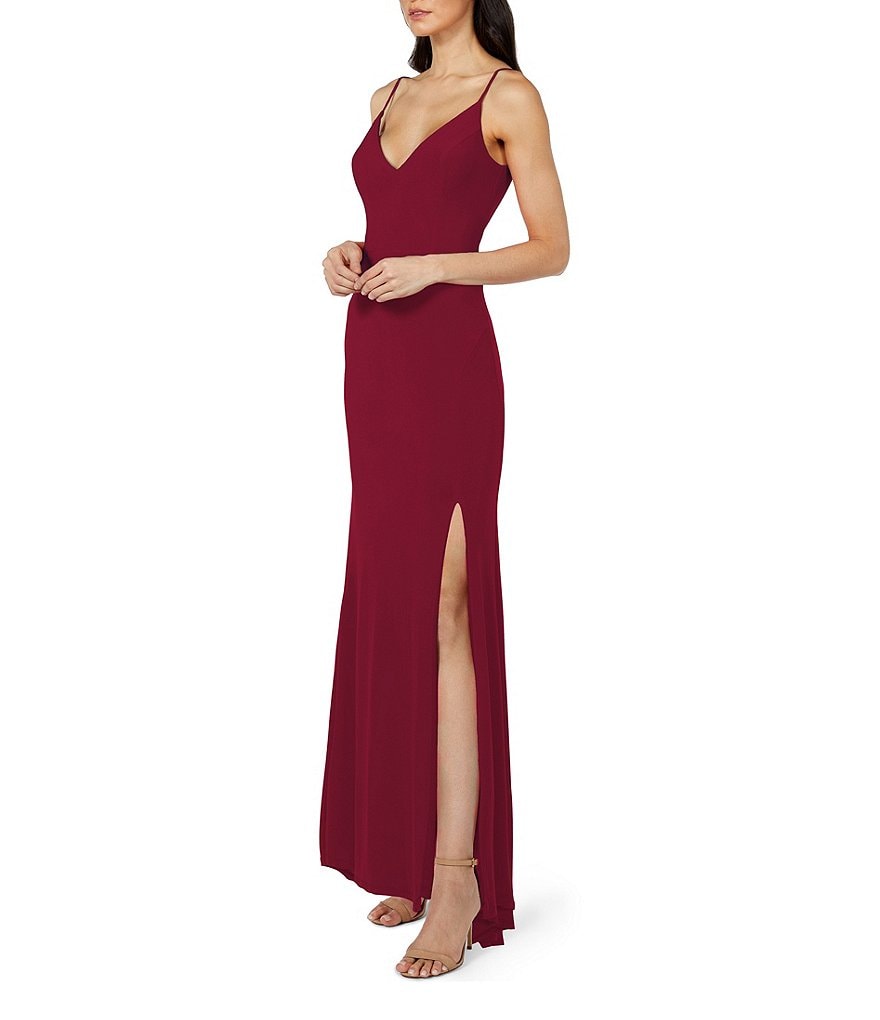 Jump Spaghetti Strap V-Neck with Side Slit Long Dress