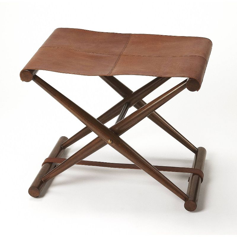 Sutton Leather Folding Stool Brown - Butler Specialty