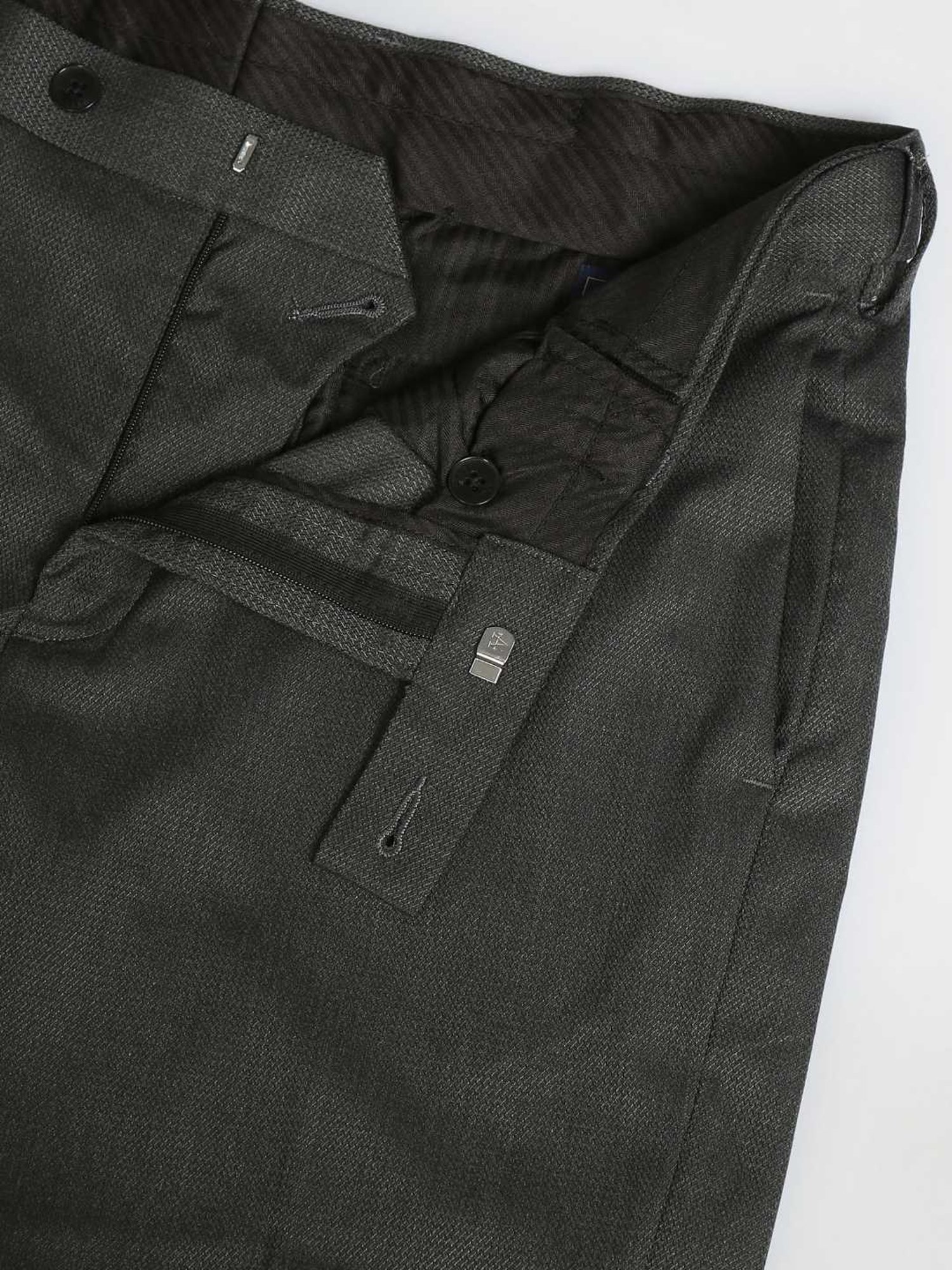 Arrow Grey Regular Fit Texture Trousers