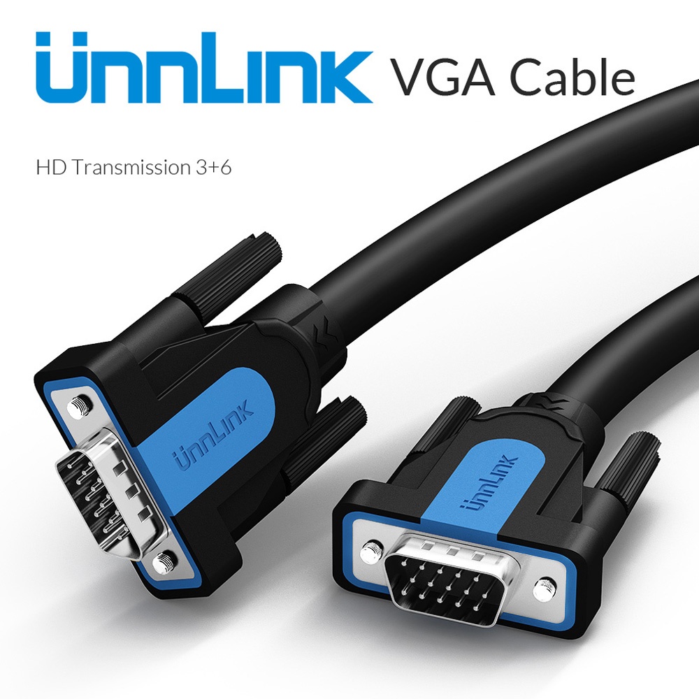 UNNLINK VGA Male to Male Cable Projector HD Adapter Cable 1080P Full HD for Projectors HDTV Displays More VGA Enabled Devices 3M