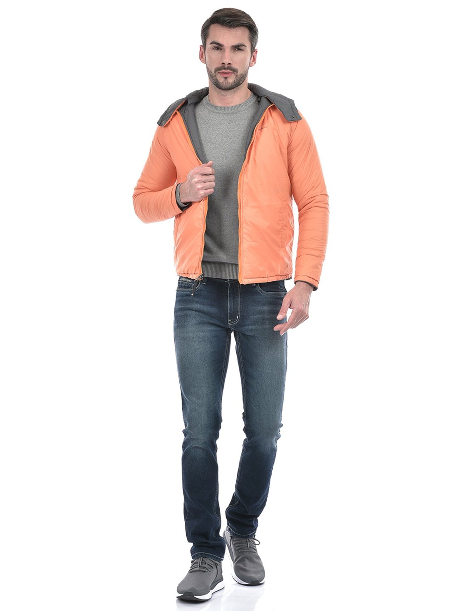 Integriti Grey & Neon Orange Regular Fit Reversible Jacket