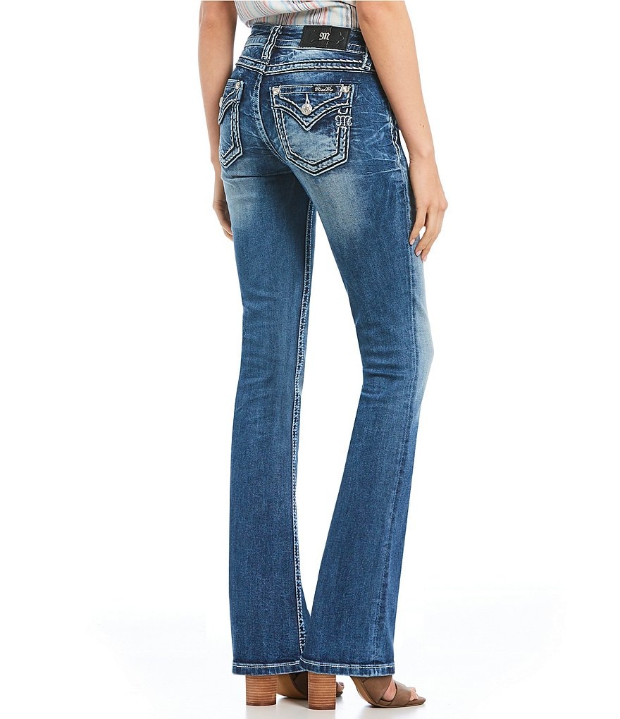 Miss Me Heavy Stitch Flap Pocket Bootcut Jeans