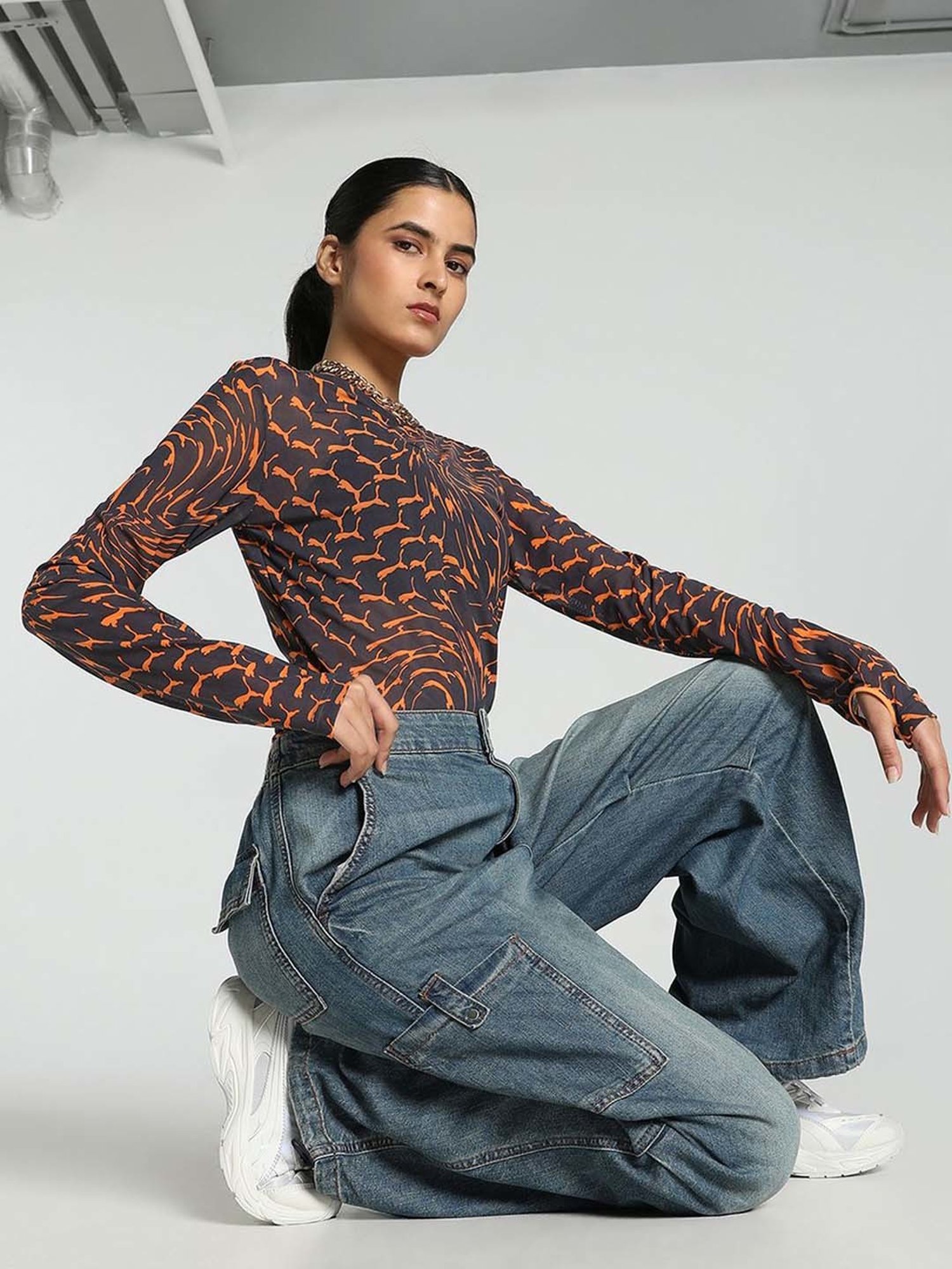 Puma Grey Printed Top