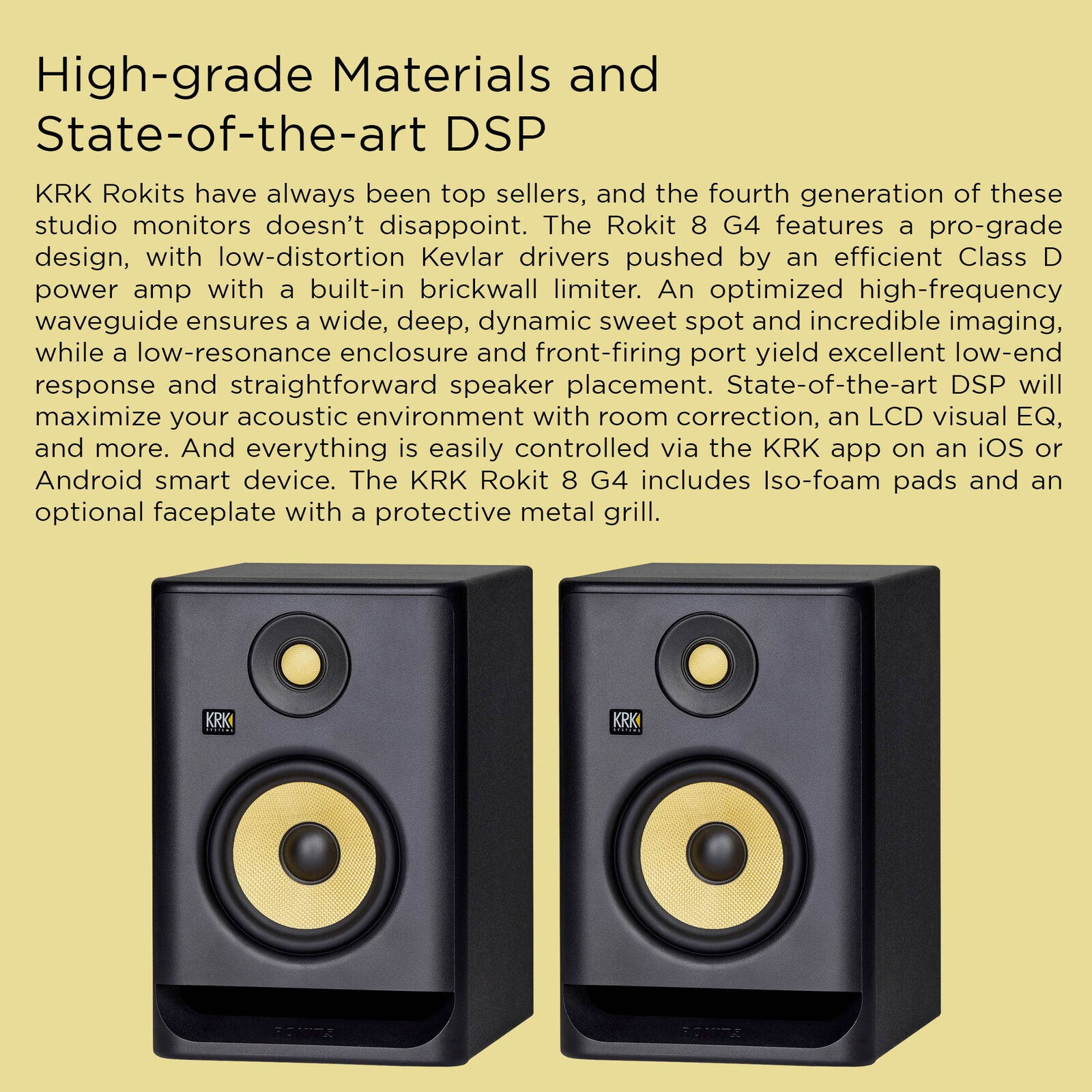 KRK RP8 Rokit 8 G4 Professional Bi-Amp 8" Powered Studio Monitor Pair Kit