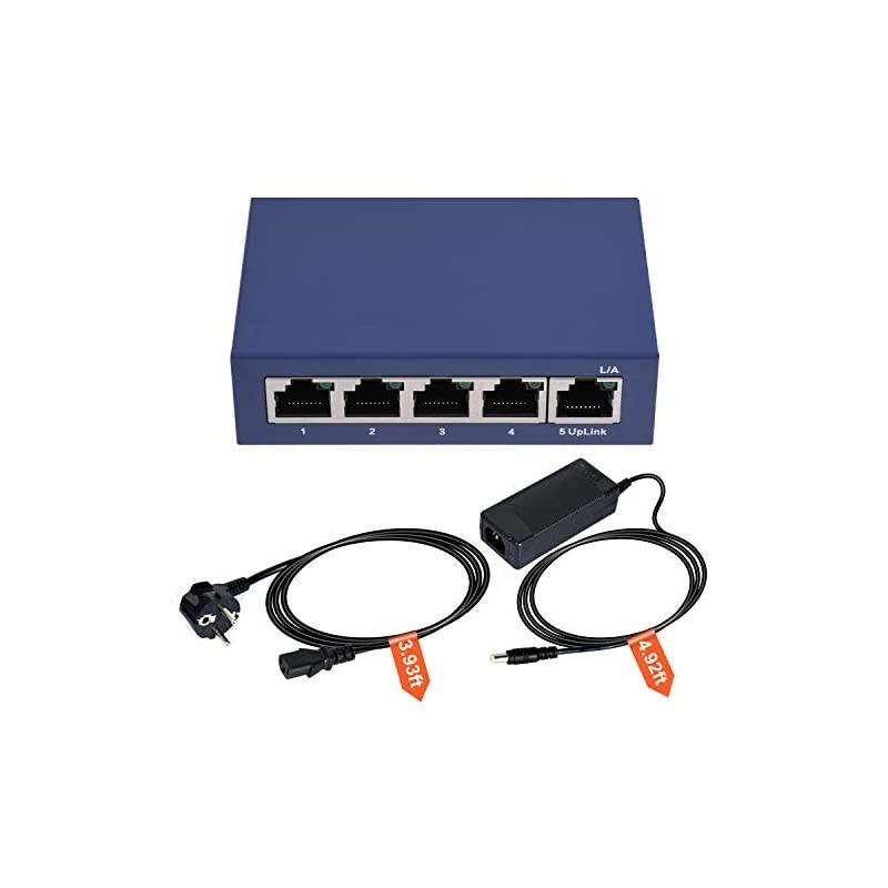 5-Port PoE Switch 10/100Mbps IEEE 802.3af Compliant, Ethernet Network Switch, Plug-and-Play, for Traffic Optimization